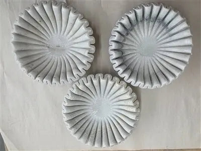 White Marble Ruffled Bowl - XS, S, M, L or XL | White Marble Ruffled Bowl BIDKHome