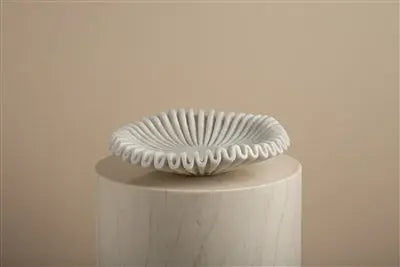 White Marble Ruffled Bowl - XS, S, M, L or XL | White Marble Ruffled Bowl BIDKHome