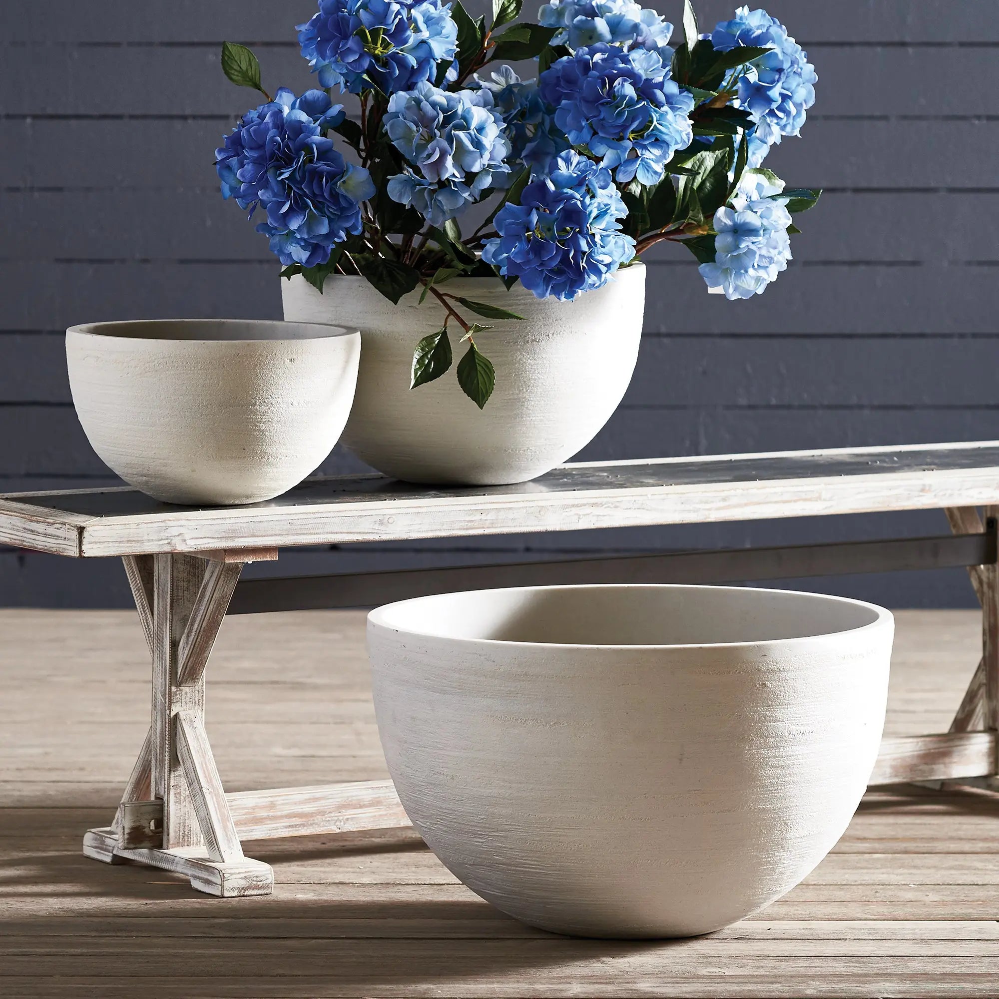 FIBRESTONE MALIBU LOW BOWLS, SET OF 3 Villa Decor & Design
