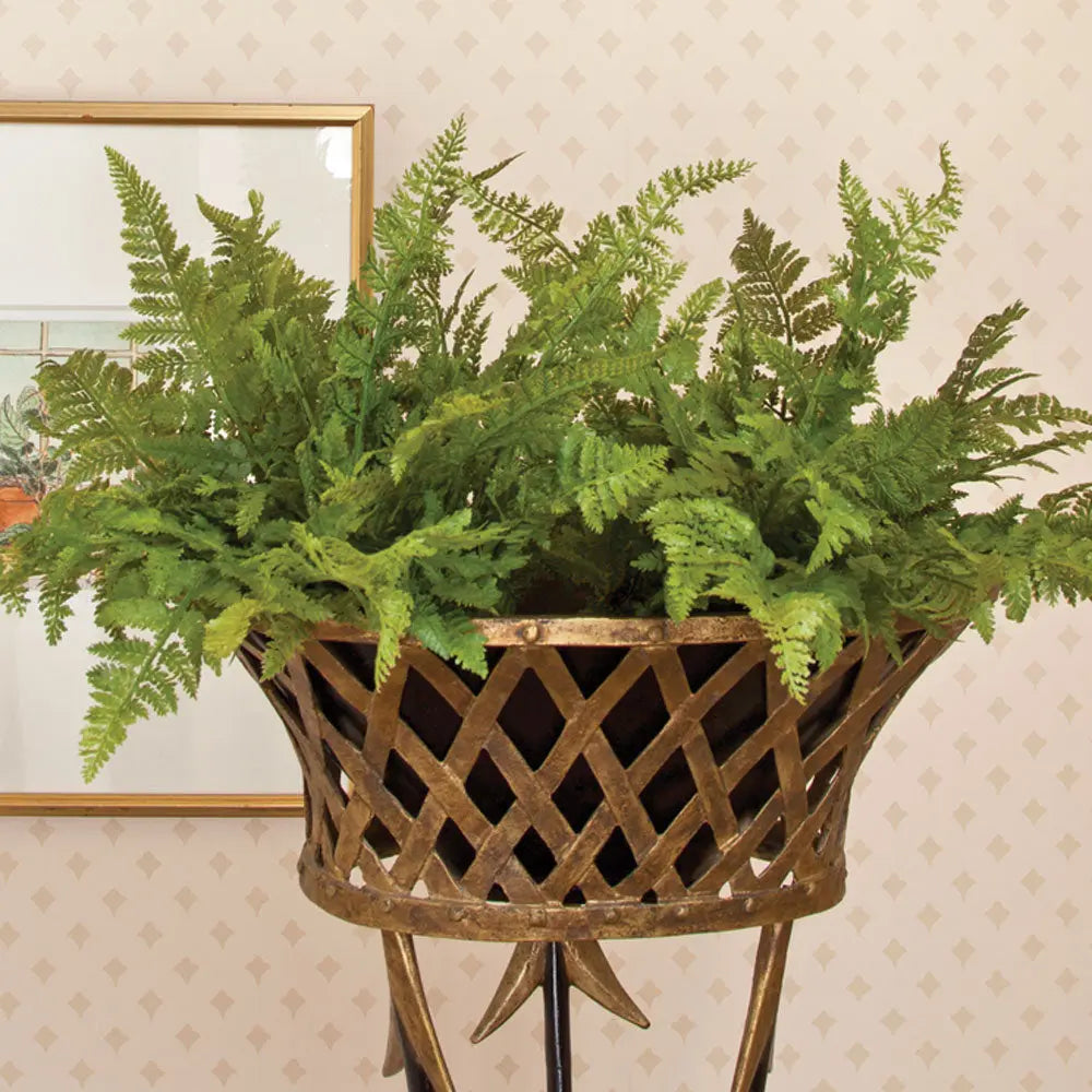 Realistic 10.5-inch soft fern faux plant with natural green foliage and detailed root ball