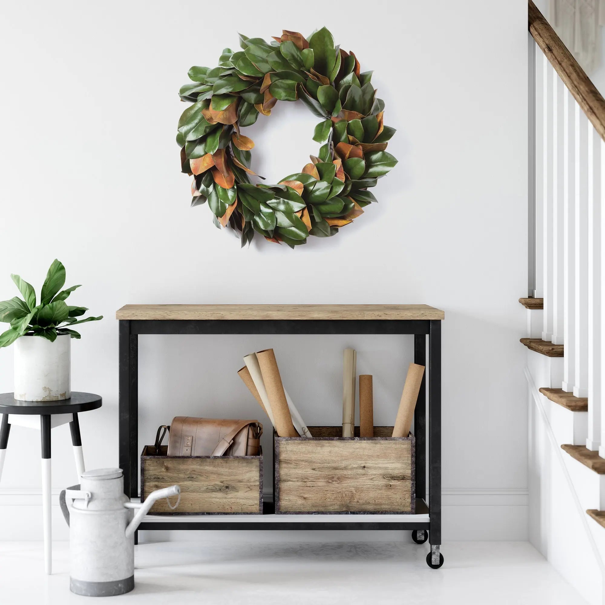 GRAND MAGNOLIA LEAF WREATH 24" Villa Decor & Design