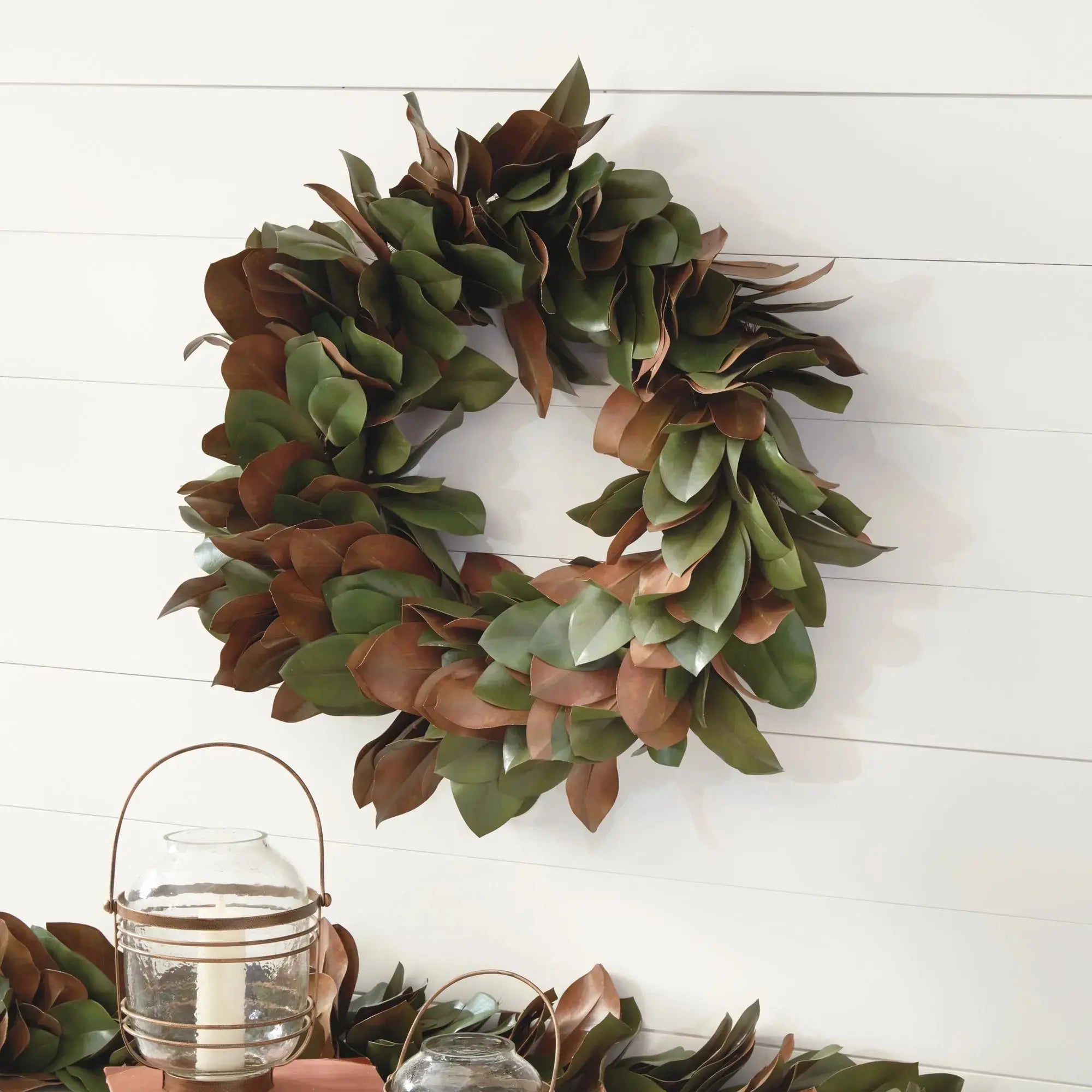 GRAND MAGNOLIA LEAF WREATH 30" Villa Decor & Design