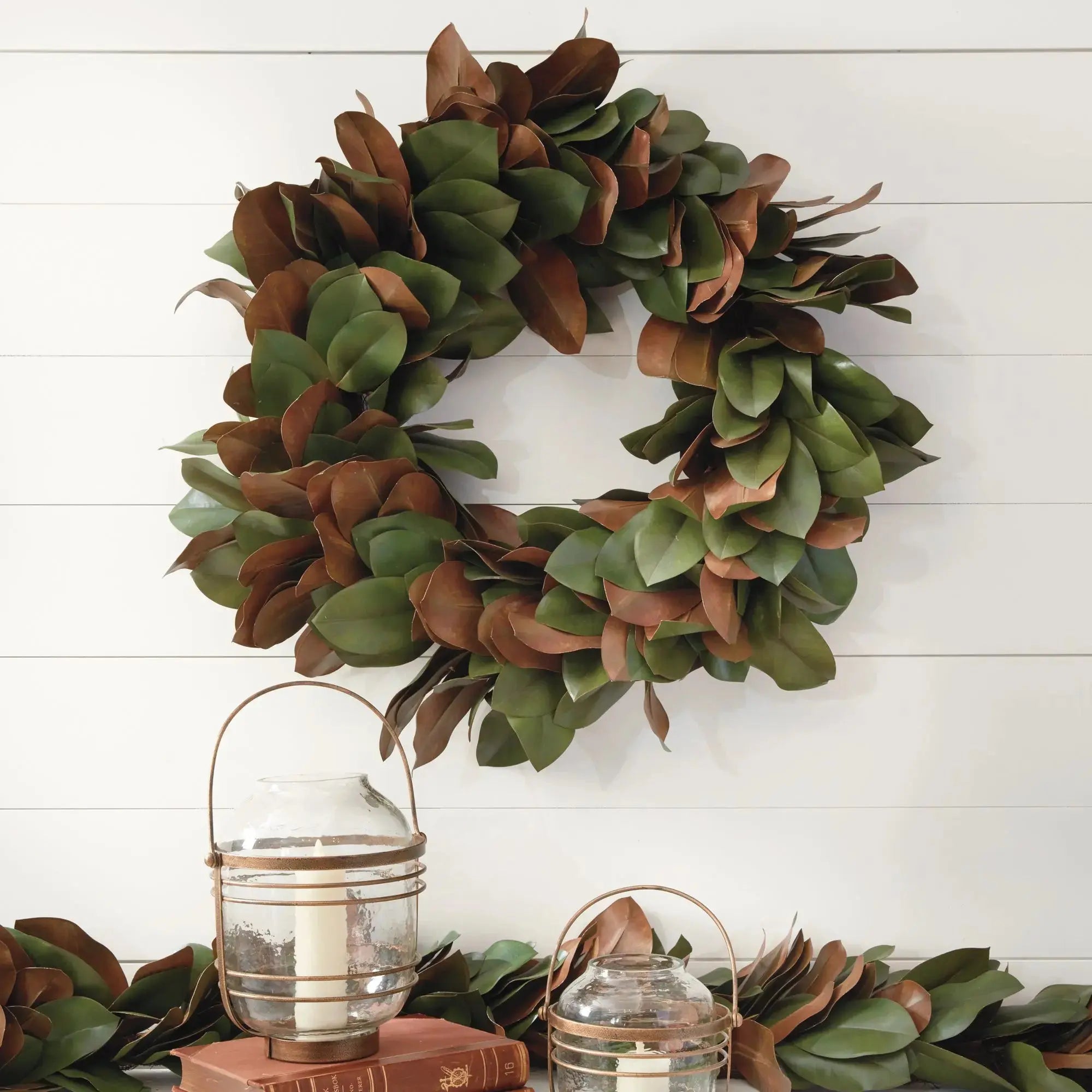 GRAND MAGNOLIA LEAF WREATH 30" Villa Decor & Design