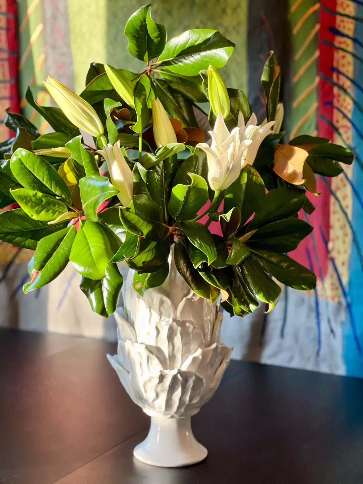 Foliage Ceramic Footed Vase - Italian Handcrafted Accent - Villa Decor & Design