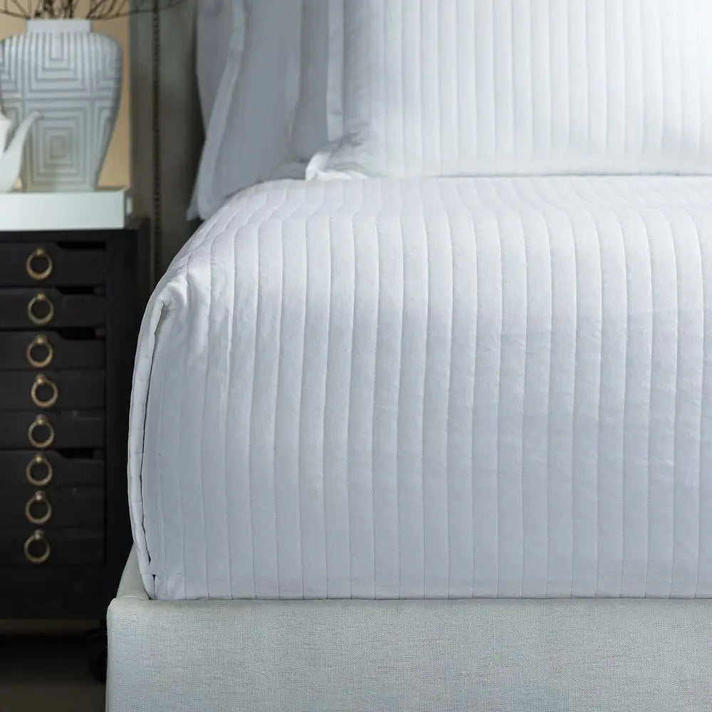 white luxury coverlet, coastal bedding, washable coverlet