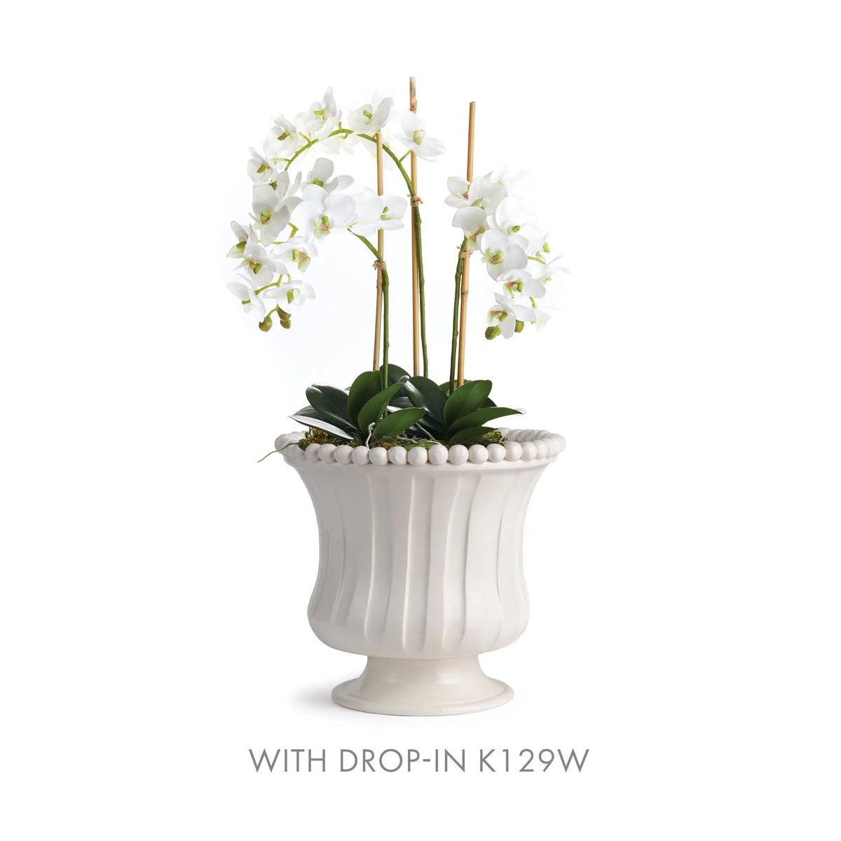 Coletta Petite vase with a compact orchid drop-in arrangement