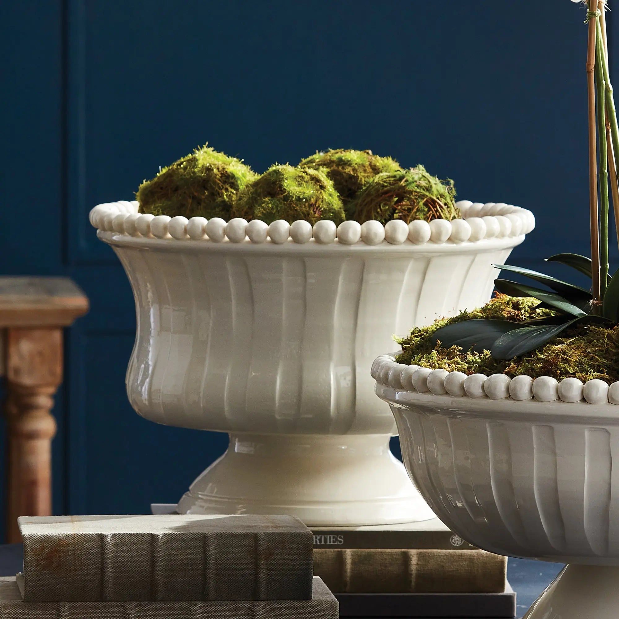 Coletta Decorative Footed Bowl - Handmade Italian Ceramic Centerpiece (White) Napa Home & Garden