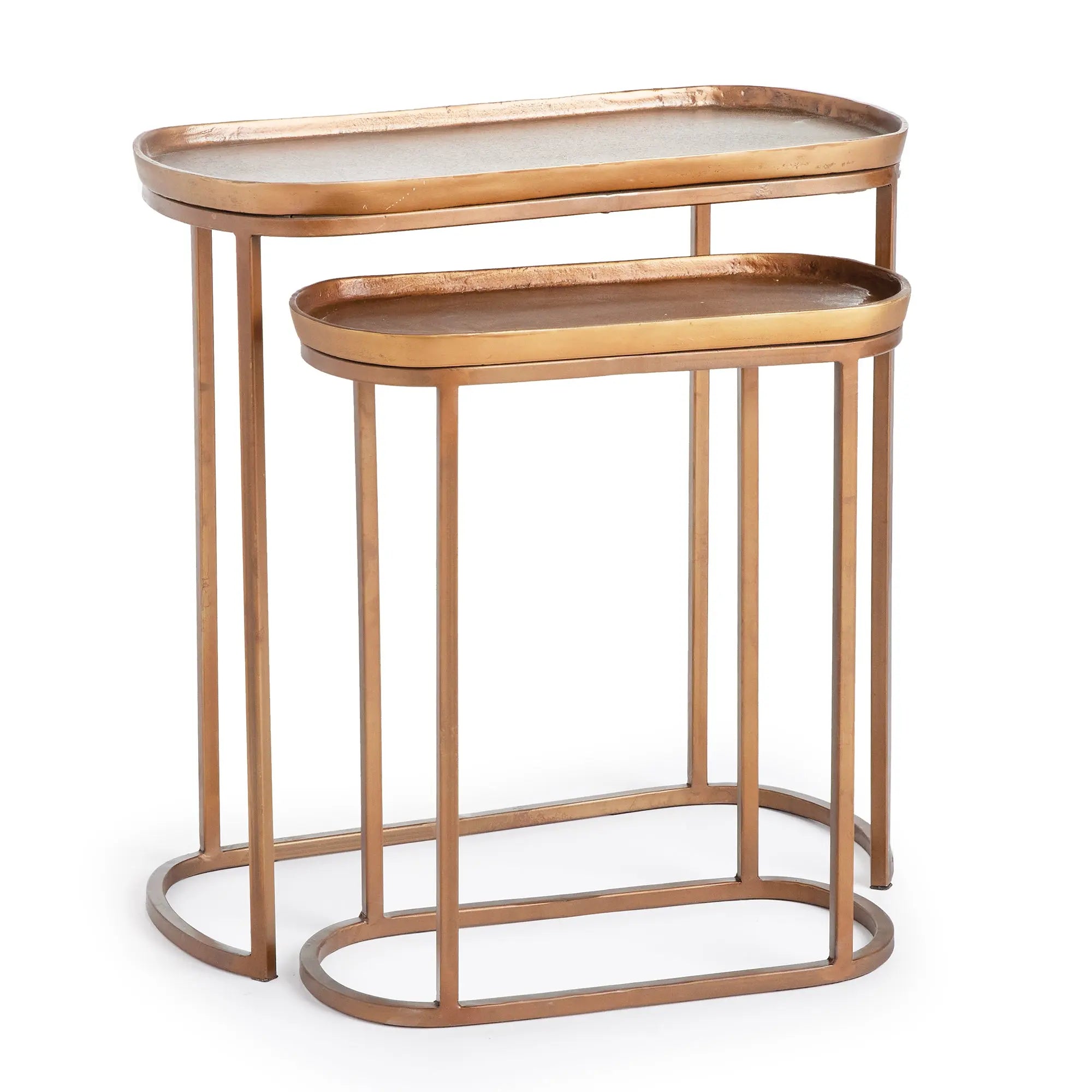 Ziva End Tables, Set of 2 – Black or Antique Brass Finish - Villa Decor & Design