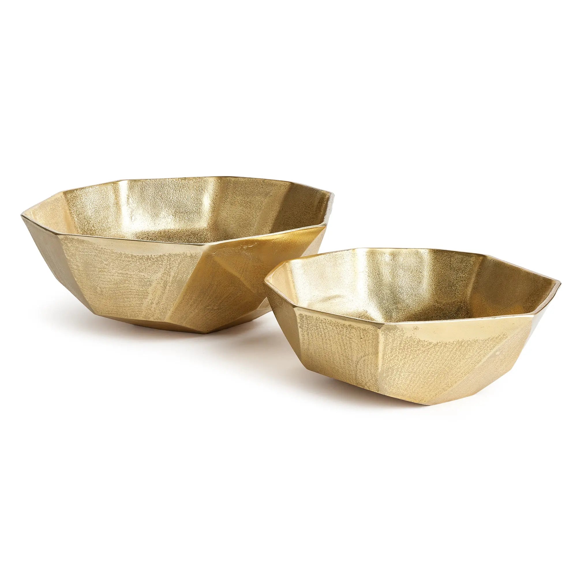 Rova Gold Geometric Serving Bowls - Set of 2 Paneled Aluminum Bowls Napa Home & Garden