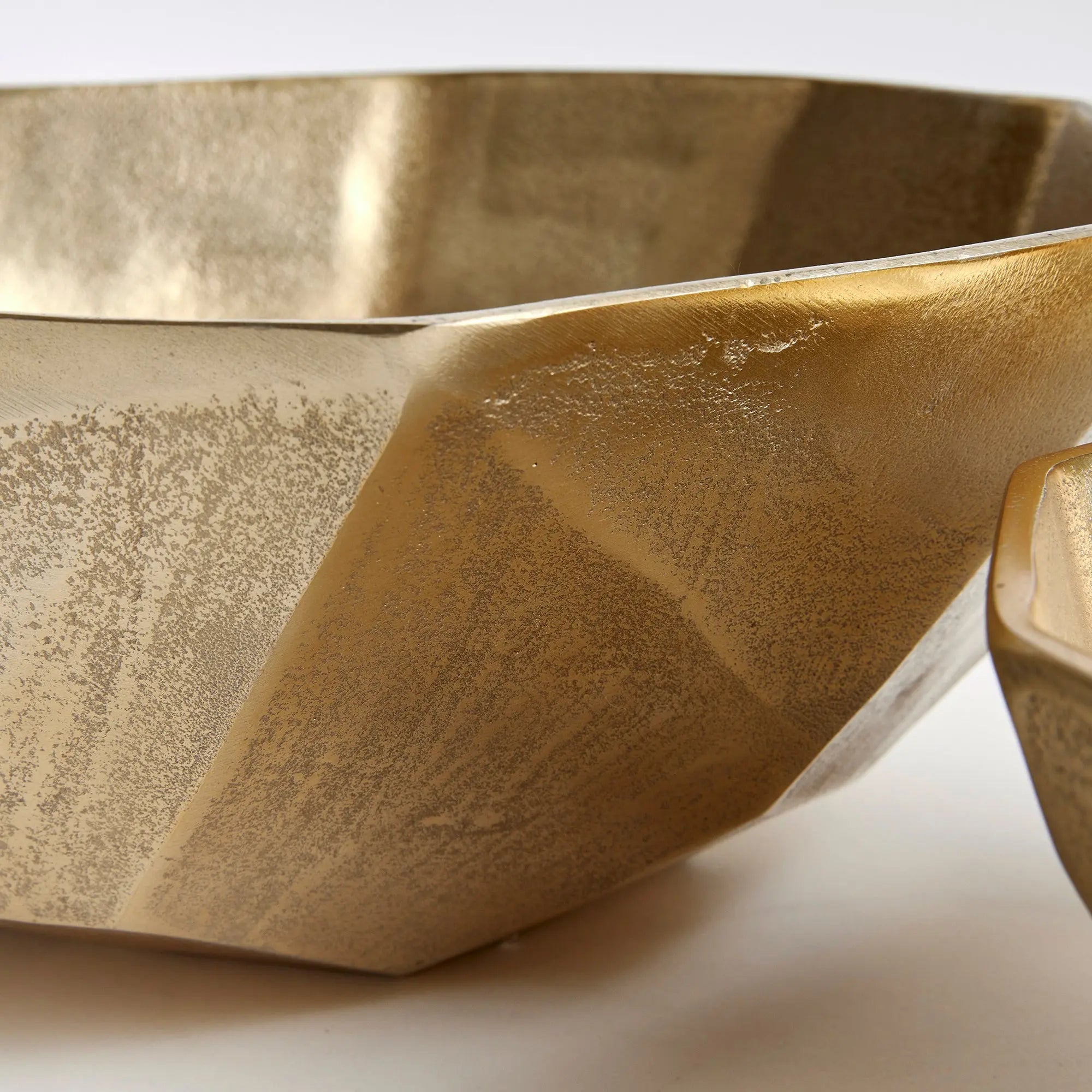 Rova Gold Geometric Serving Bowls - Set of 2 Paneled Aluminum Bowls Napa Home & Garden