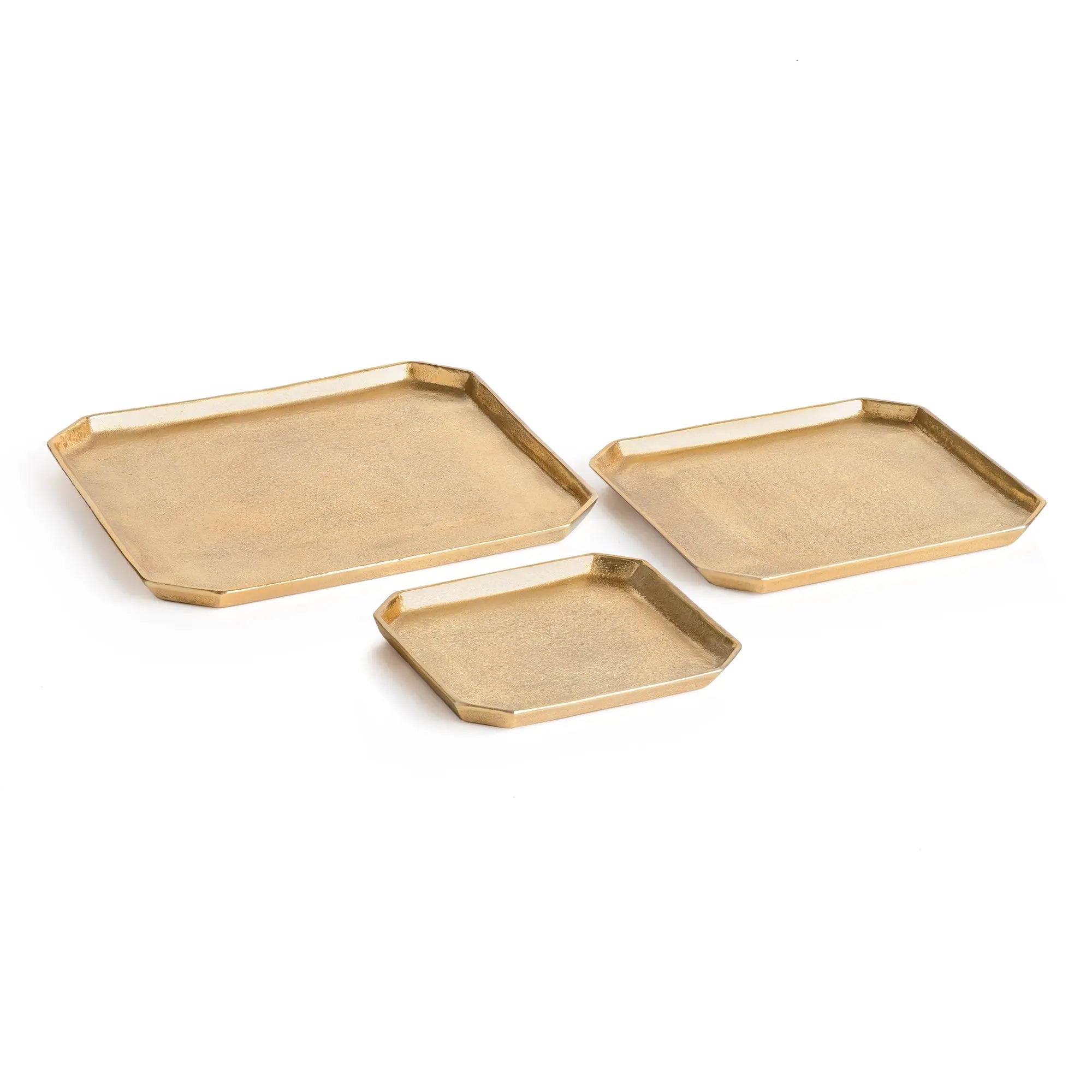 Dezi Square Gold Serving Trays - Set of 3 Aluminum Geometric Trays Napa Home & Garden