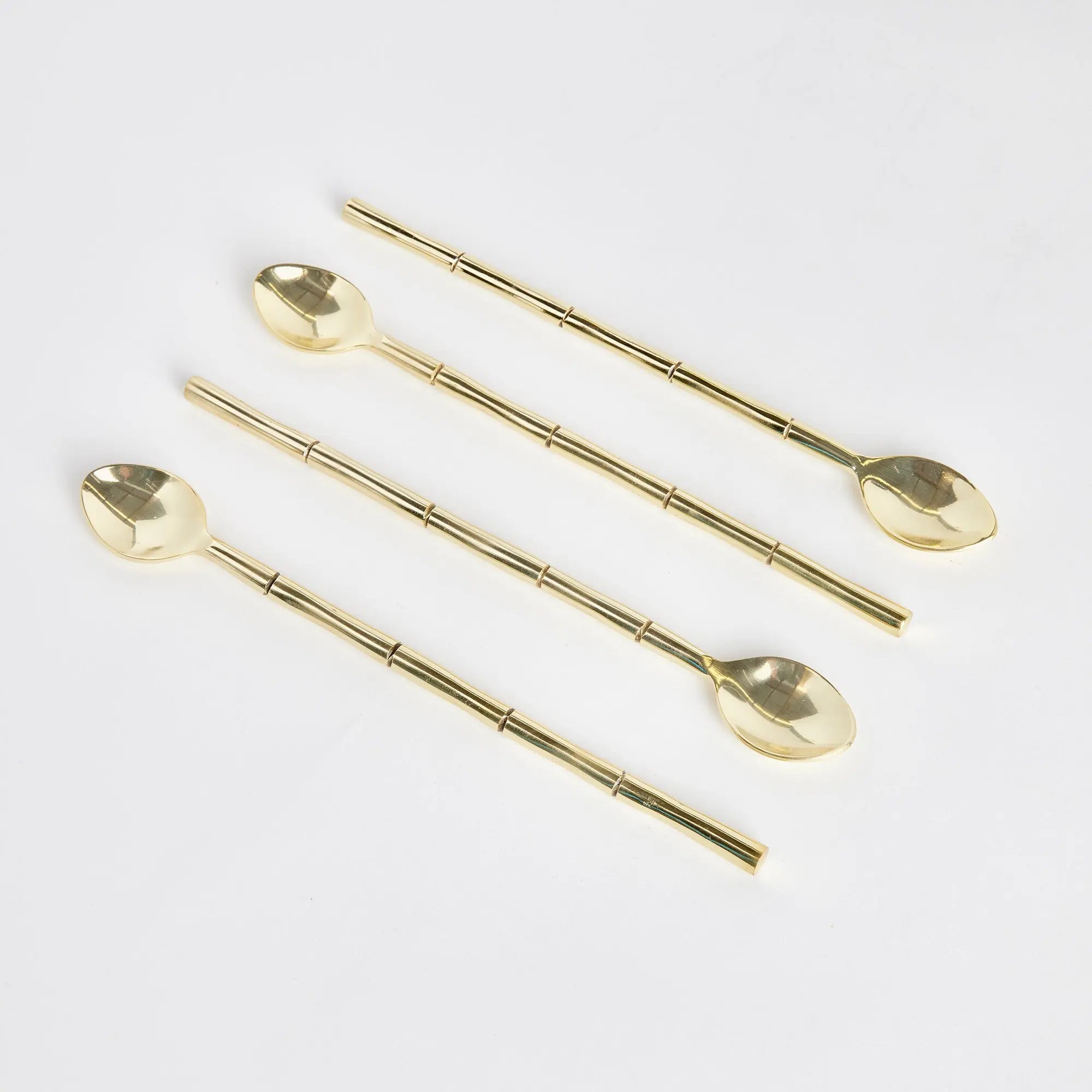 Grove Stirring Spoons – Set of 4 Hand-Forged Cocktail Spoons (Champagne Gold or Stainless Steel) - Villa Decor & Design