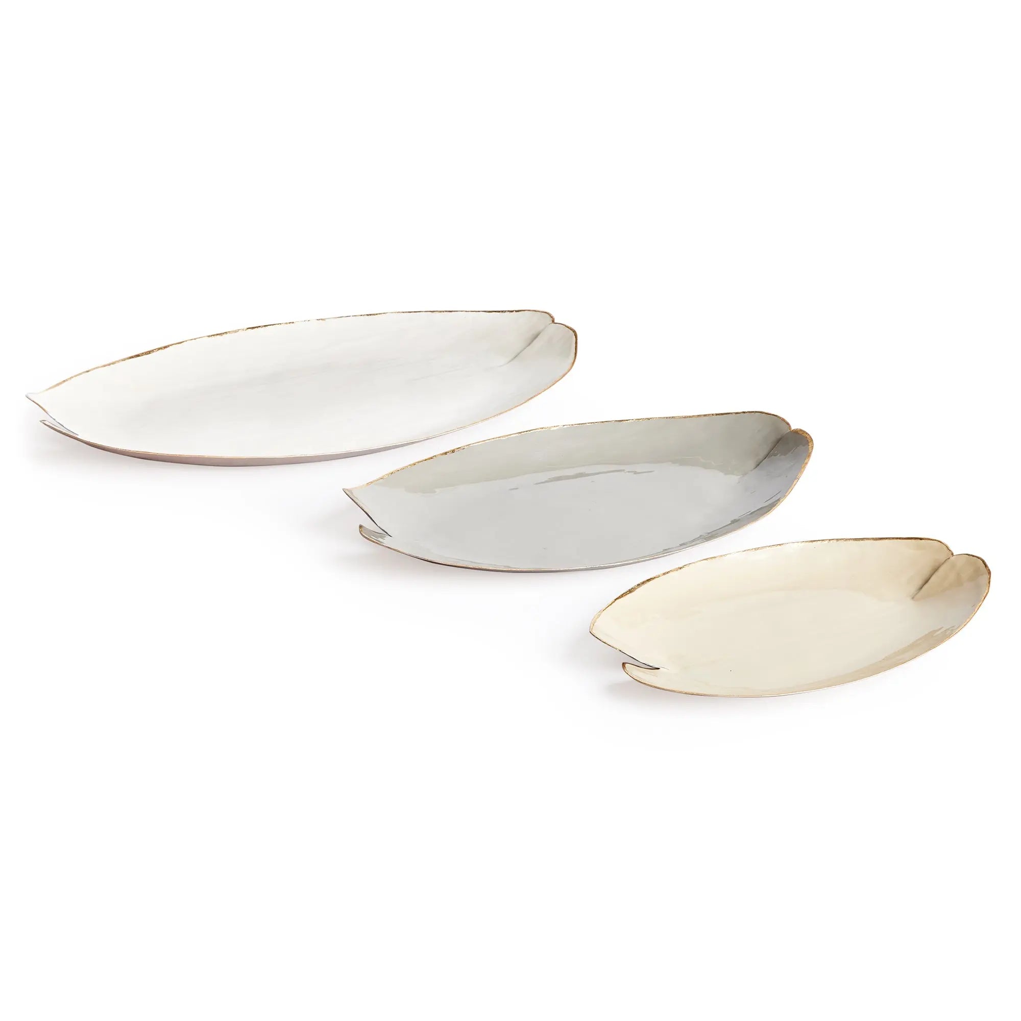 Hand-Painted Lily Pad Trays with Gold Rim