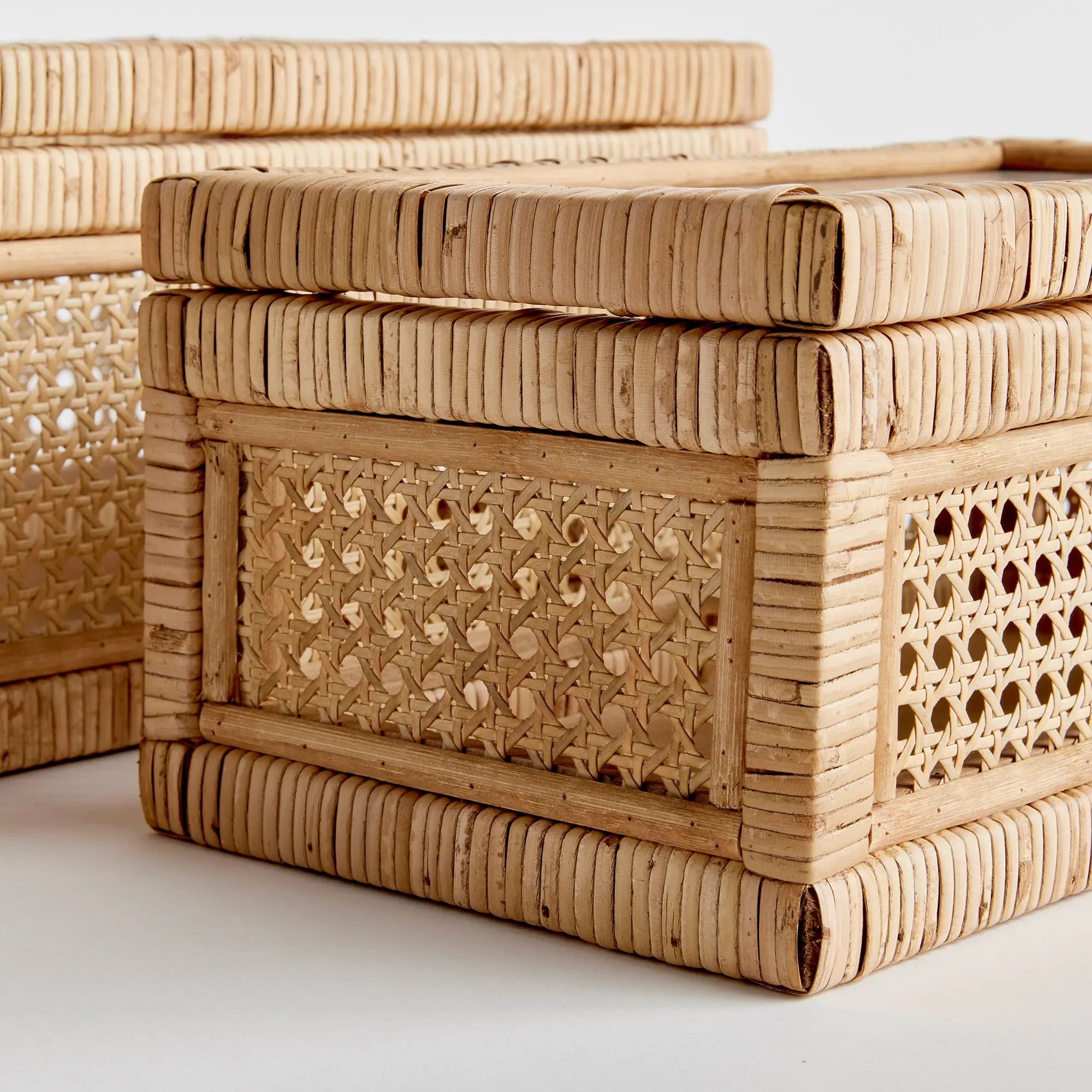 Glass Top Rattan Display Boxes