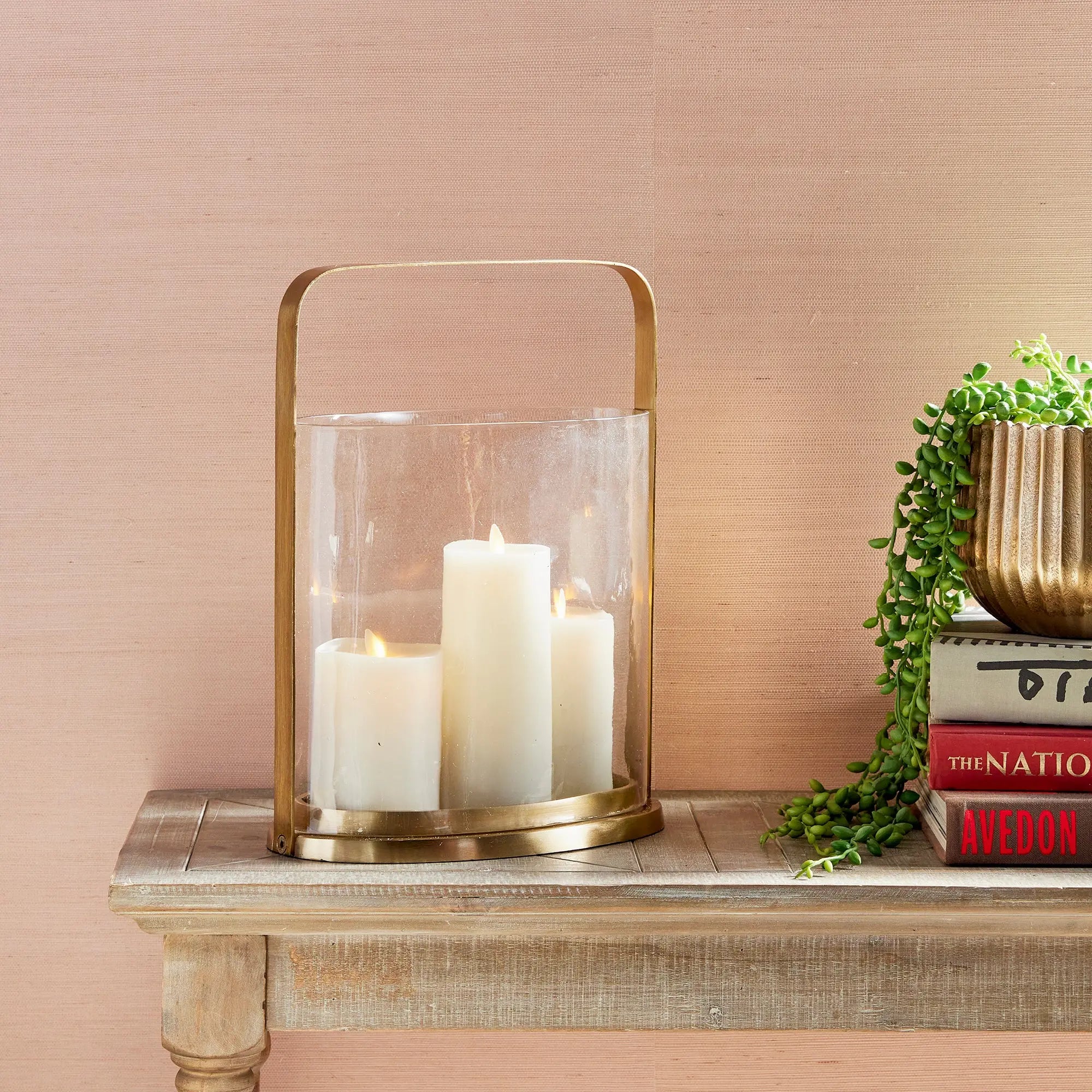 AILA Oval Glass Hurricane Candleholder