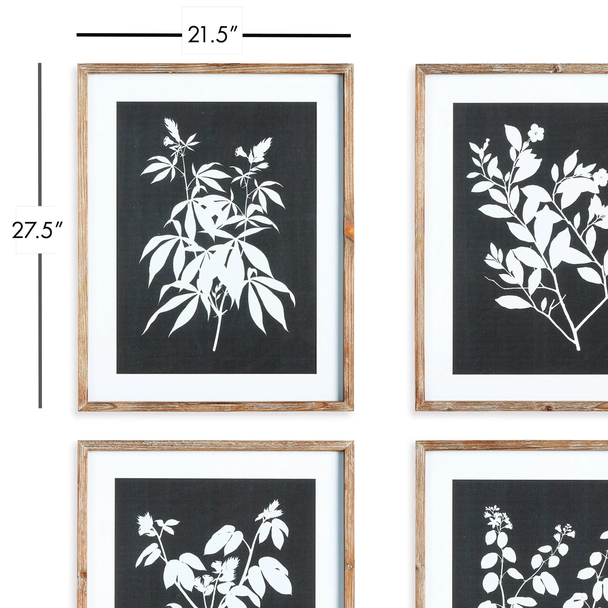 MONOCHROME BOTANICAL PRINTS, SET OF 4 Villa Decor & Design