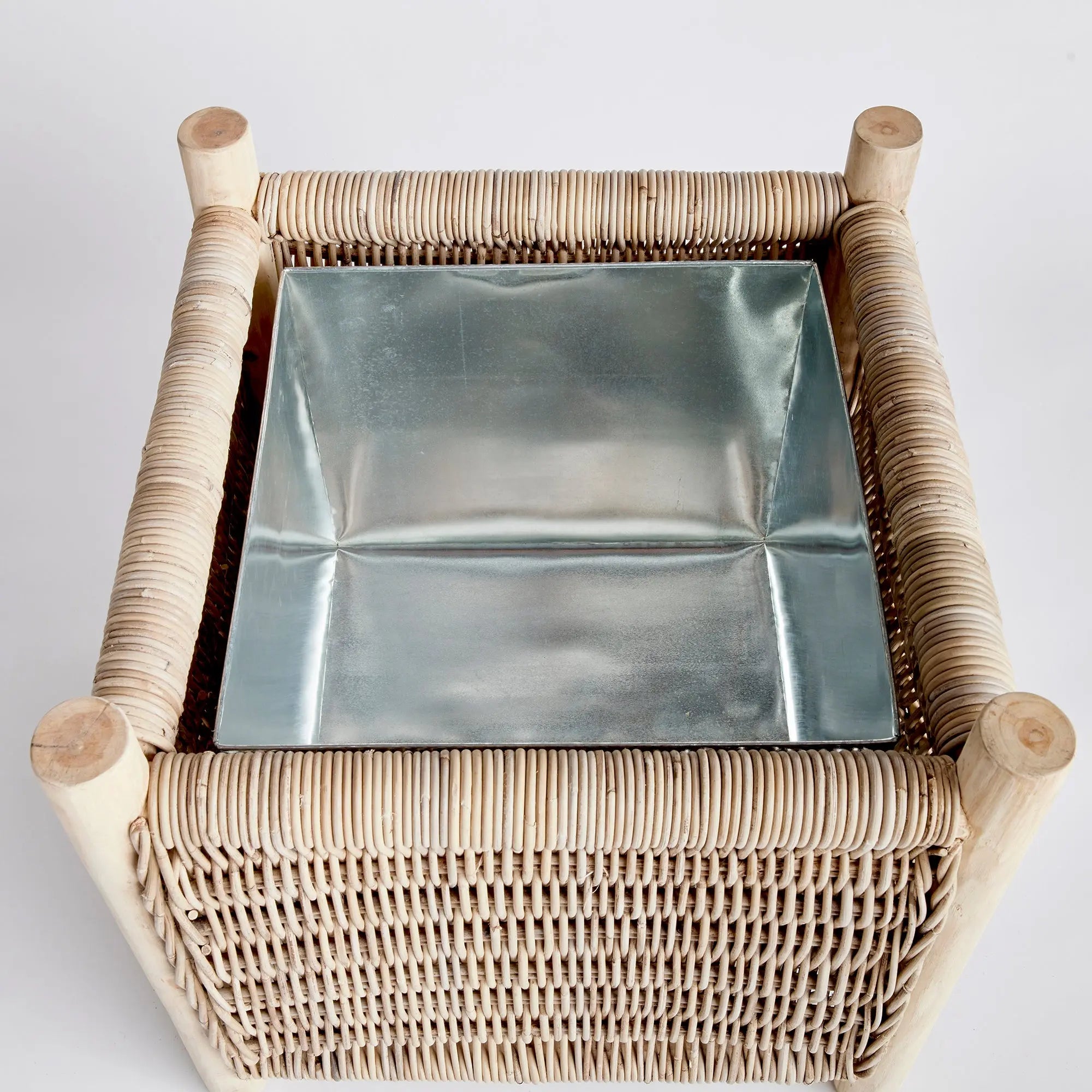 Landon Planter - Small, Medium or Grand Natural Rattan Planter | Teak Legs with Zinc Liner - Villa Decor & Design