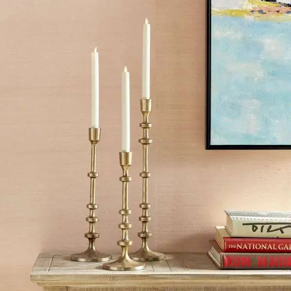 Abacus Taper Holders - Set of 3 Oversized LED Candle Holders - Villa Decor & Design