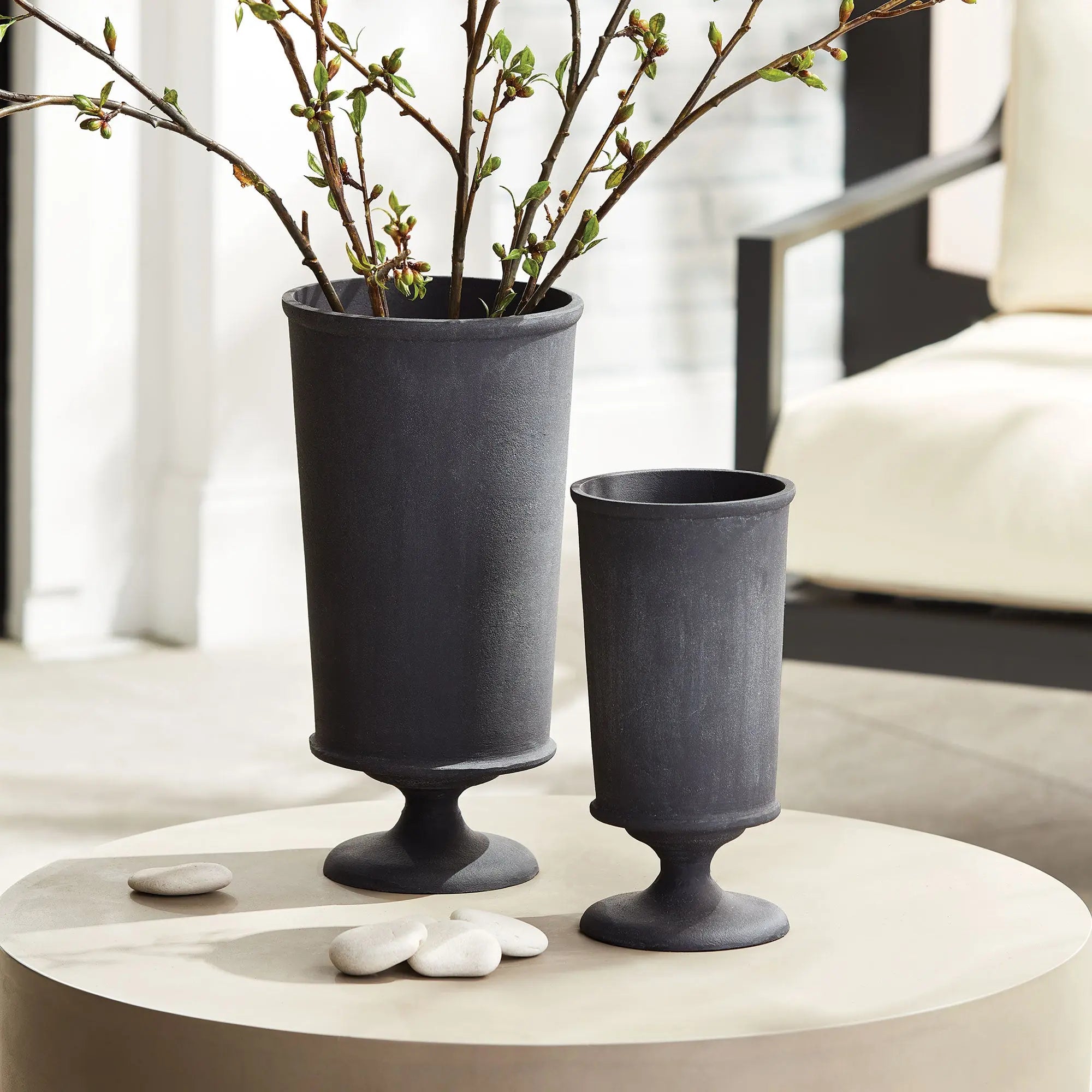 Terrazza Vase – Aged Zinc | Small or Large - Villa Decor & Design