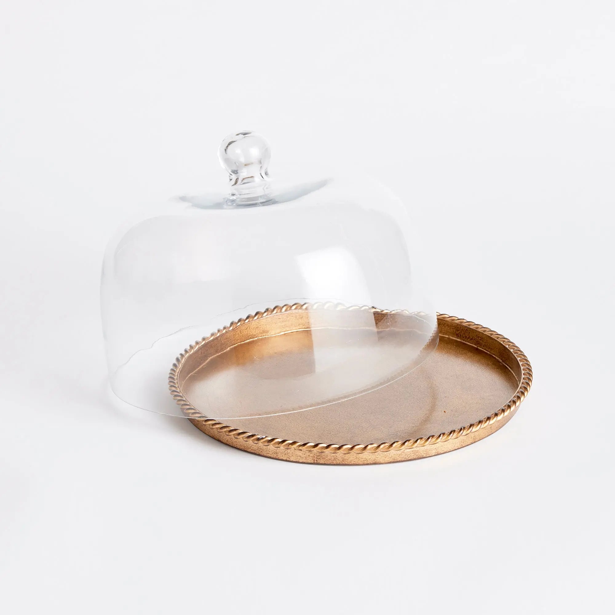 Braiden Gold Tray with Glass Cloche - Large