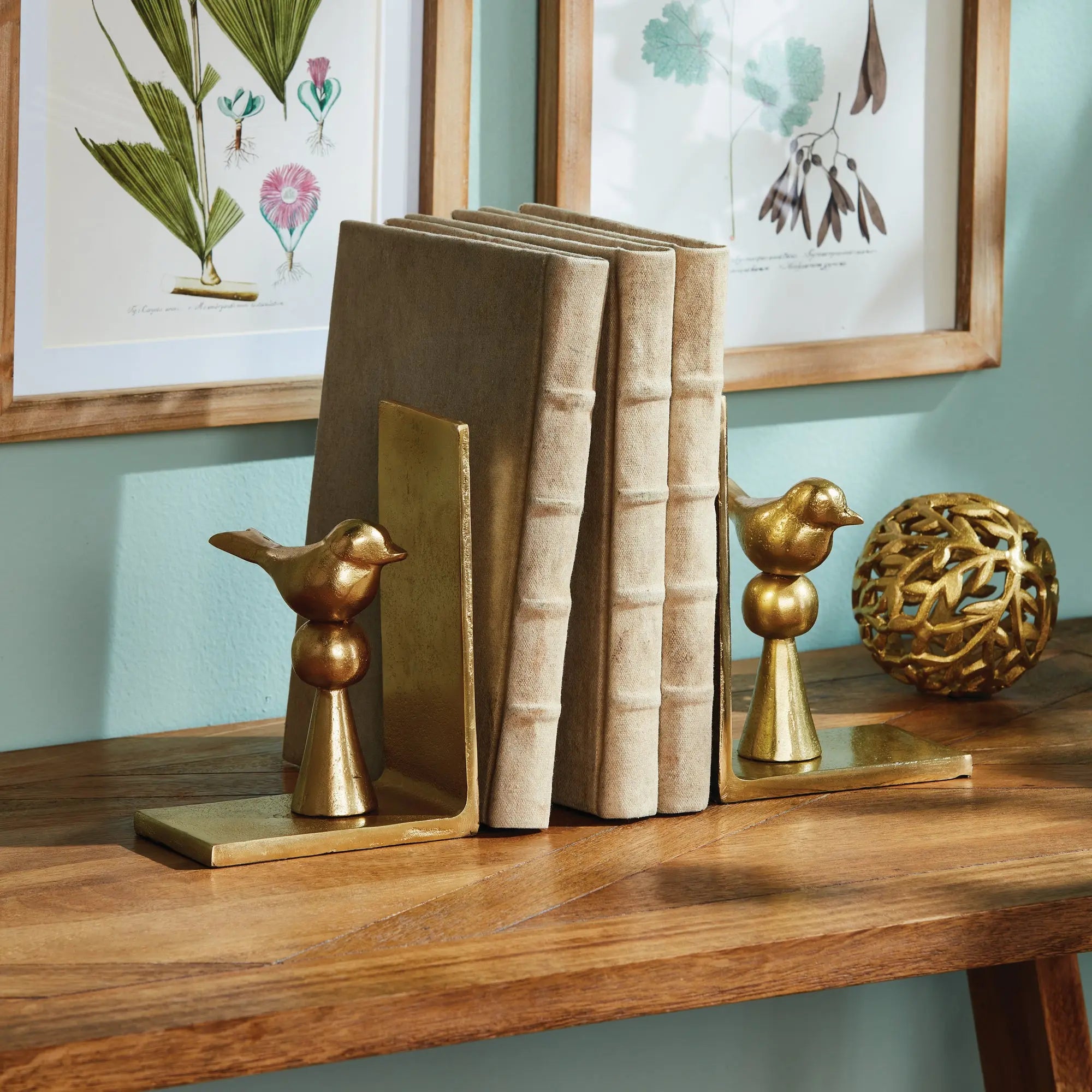 Gold Birdsong Bookends Set of 2