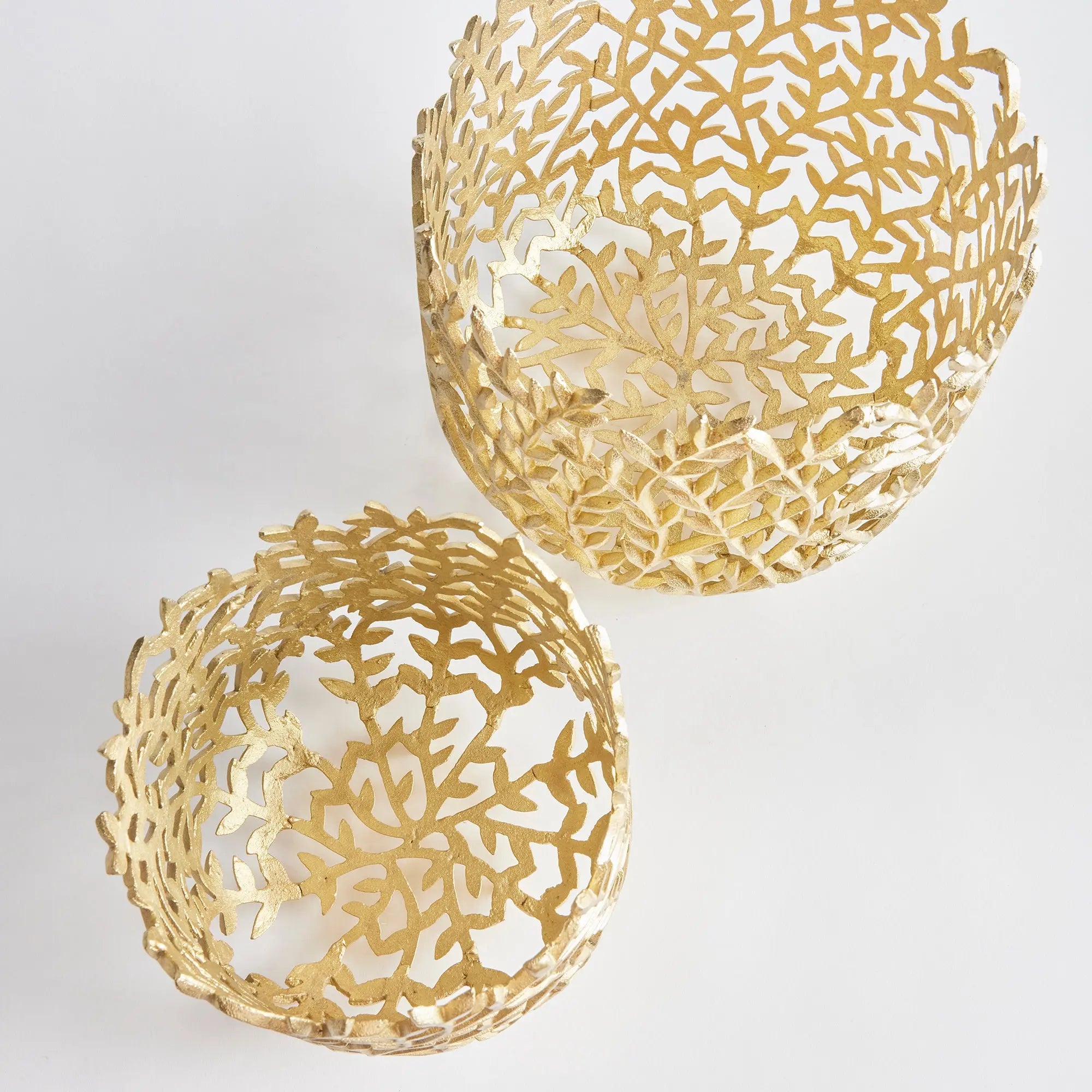 Celine Gold Vine Cachepots - Set of 2 Aluminum Botanical Planters Napa Home & Garden