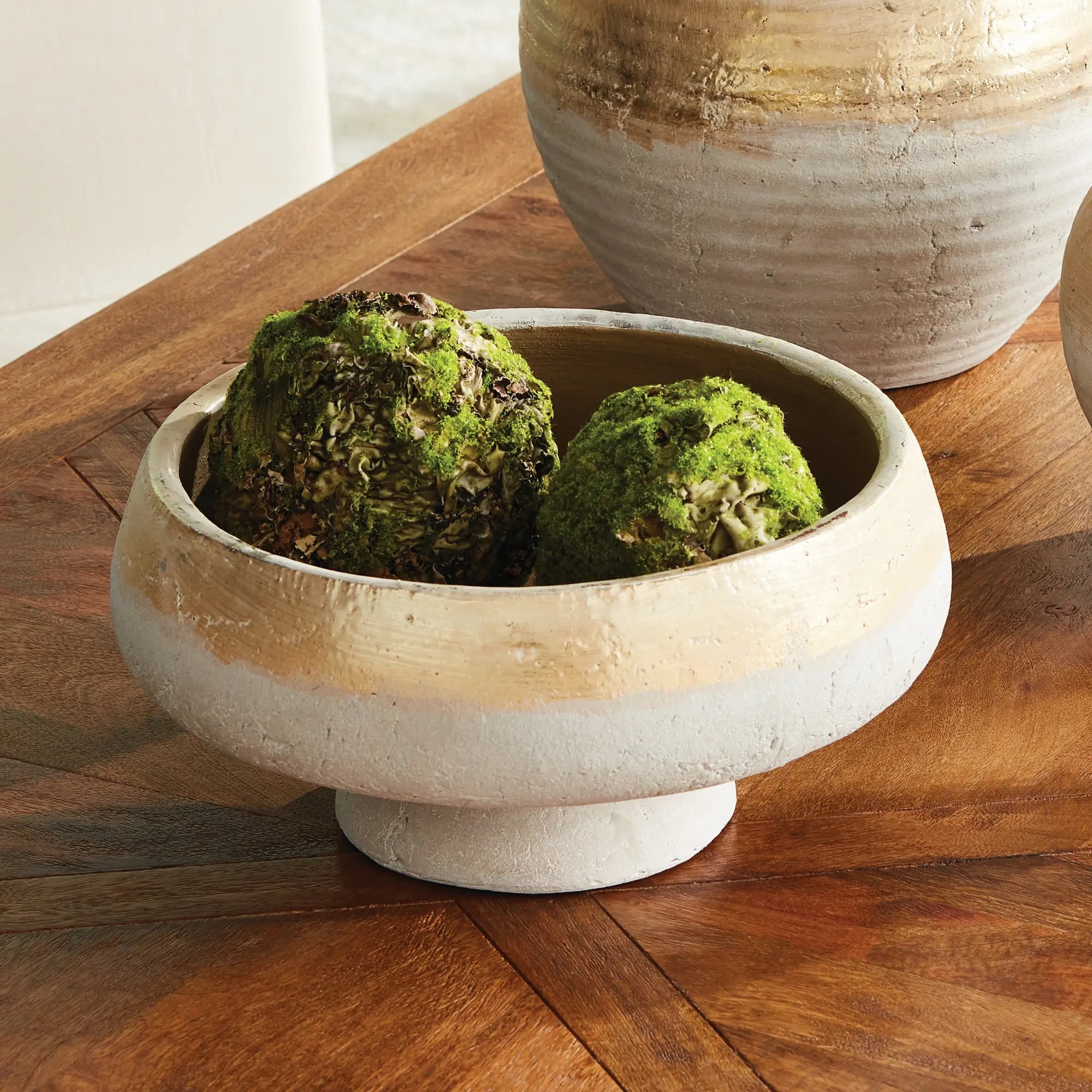 Maude Footed Decorative Bowl - Hand-Dipped Champagne Terracotta Napa Home & Garden