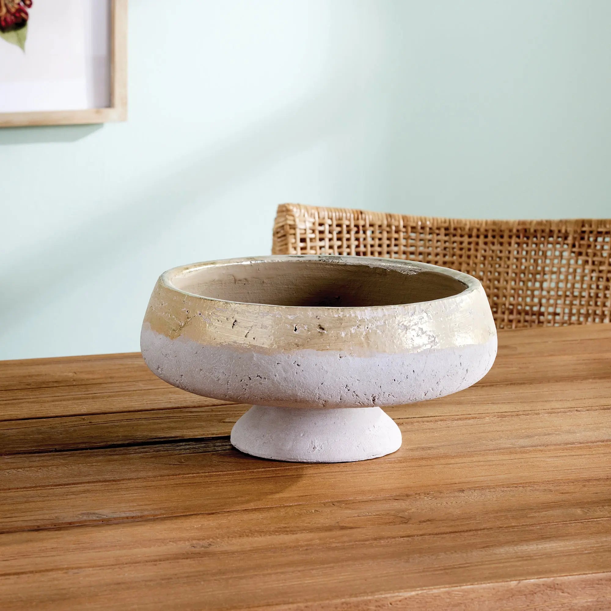 Maude Footed Decorative Bowl - Hand-Dipped Champagne Terracotta Napa Home & Garden
