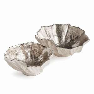 Ostra Decorative Bowls, Set of 2 in Silver