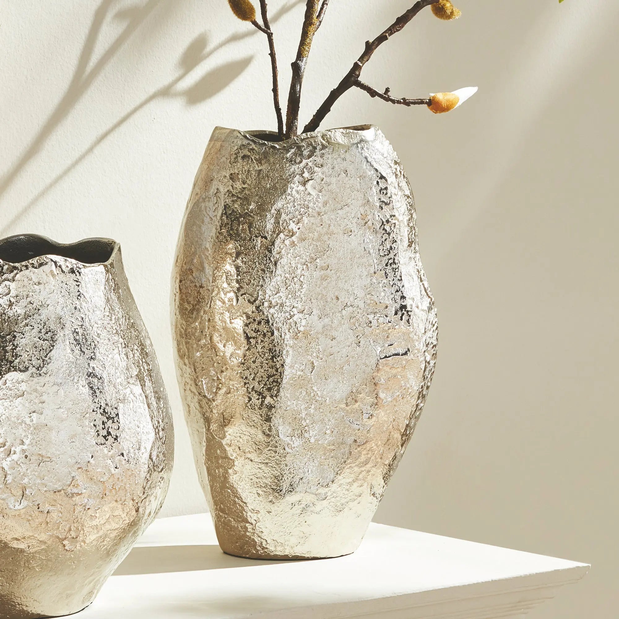 Harlin Vase – Short or Tall, Sand Cast Aluminum in Silver or Gold - Villa Decor & Design