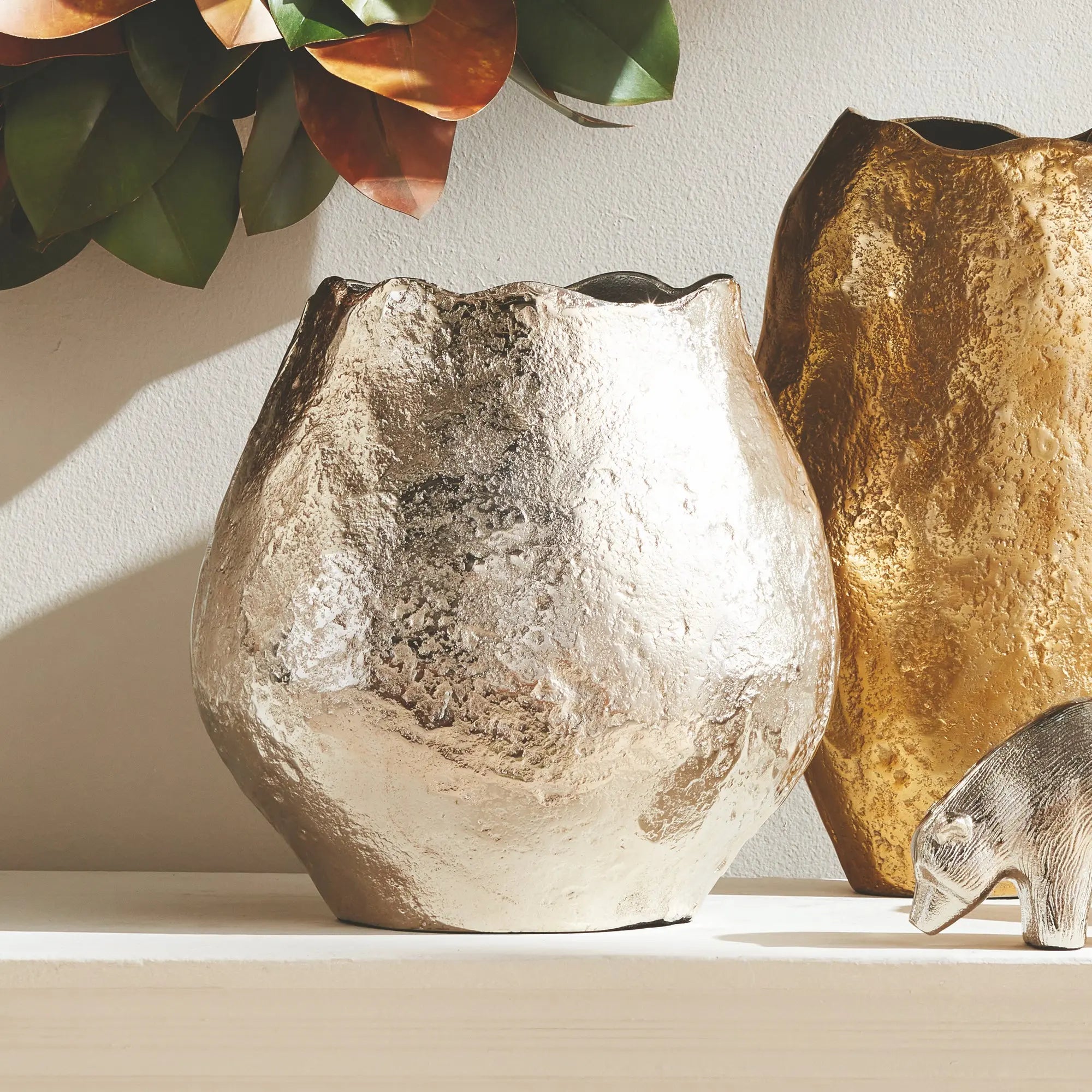 Harlin Vase – Short or Tall, Sand Cast Aluminum in Silver or Gold - Villa Decor & Design