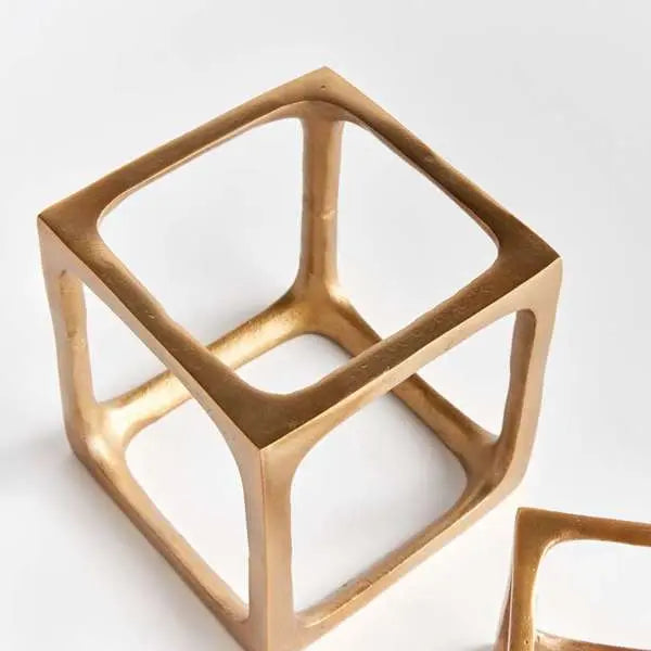 Cubist Sculptures - Set of 2 Silver or Black Cast Aluminum Geometric Cubes Napa Home & Garden