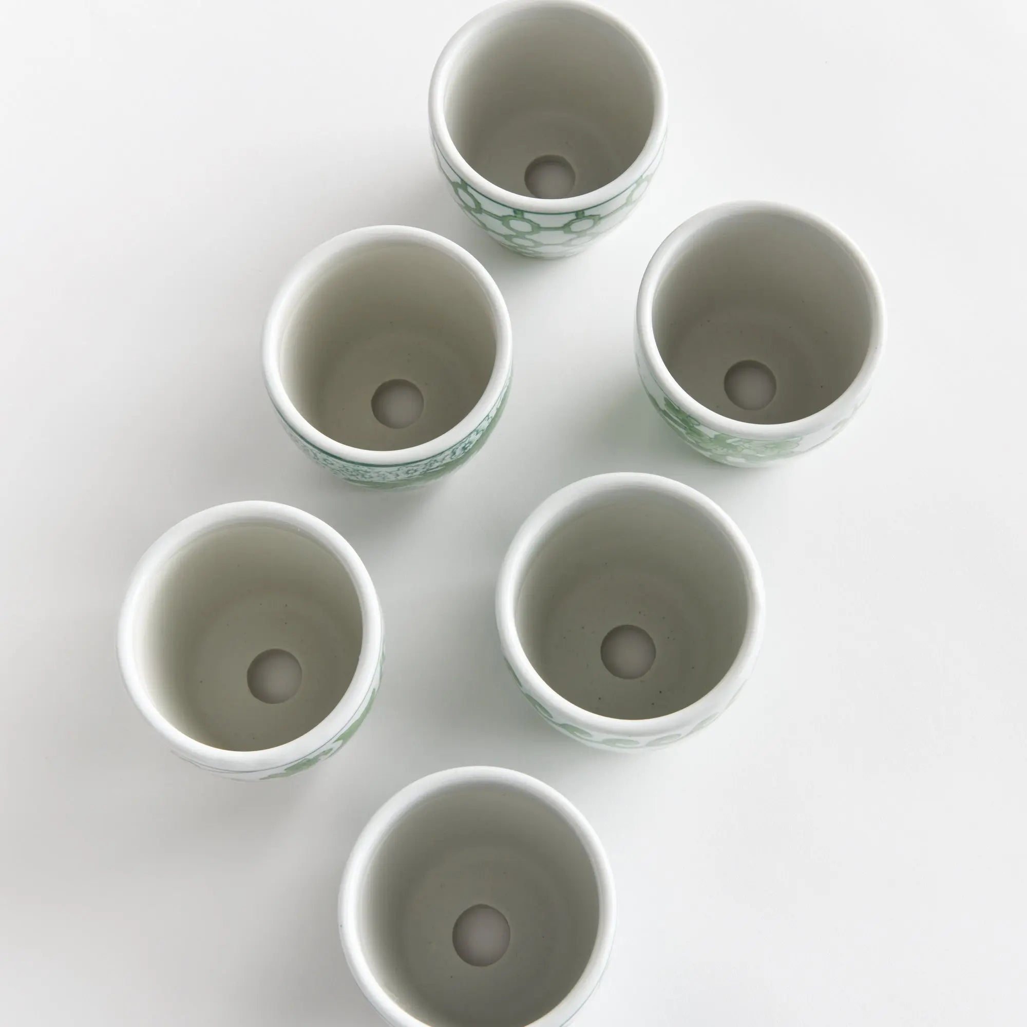 Imperial Mini Flower Pots - Set of 6 Green & White Chinoiserie Porcelain Napa Home & Garden