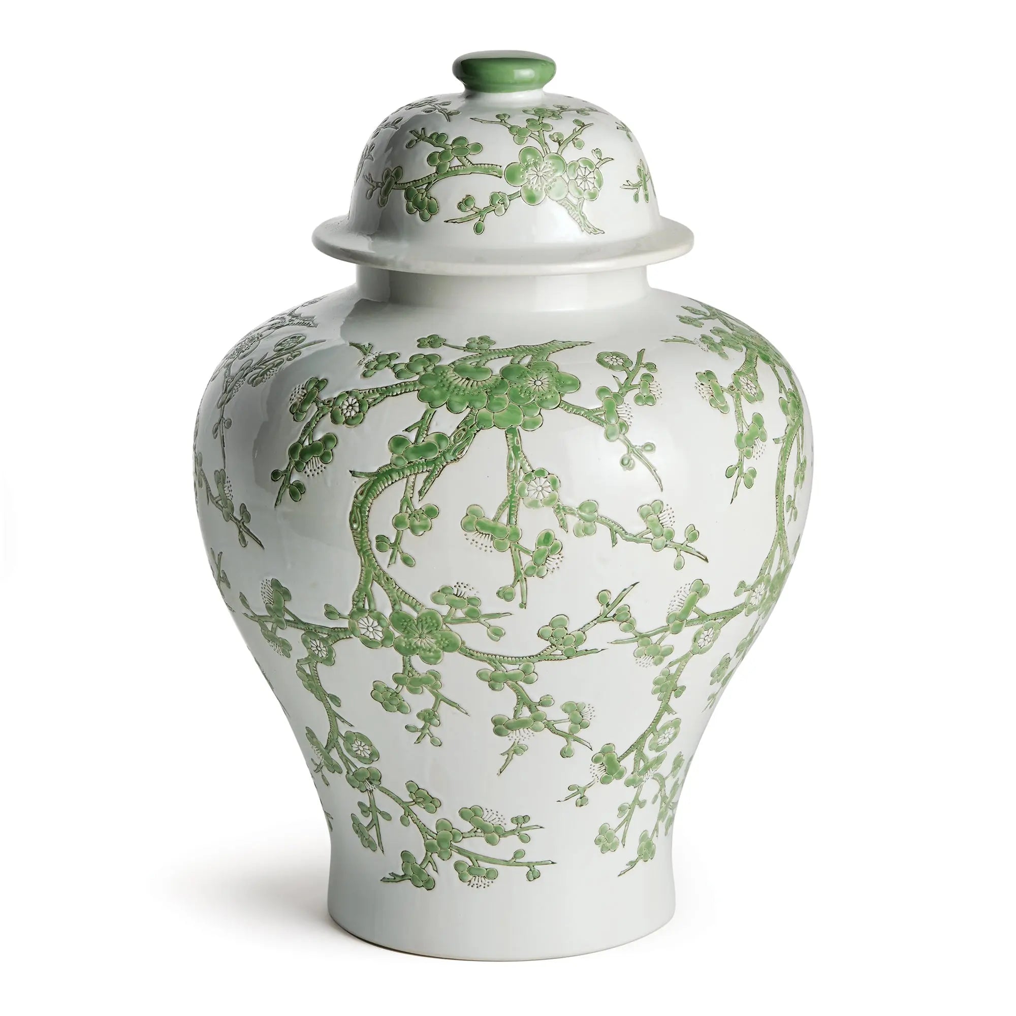 Imperial Empress 22" Lidded Ginger Jar - Green & White Porcelain Napa Home & Garden