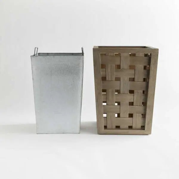 Chatham Planter - Gray Washed Handwoven Teak Wood Napa Home & Garden