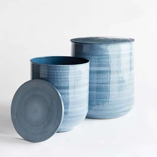 Andrey Storage Tables | Blue Gray Storage Drum Tables - Villa Decor & Design