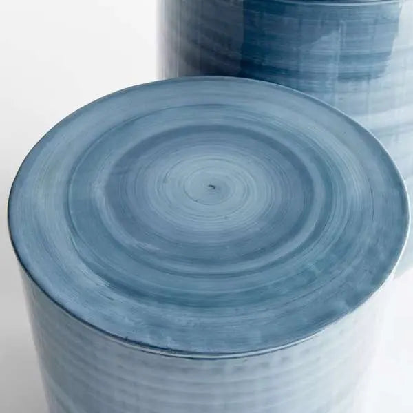 Andrey Storage Tables | Blue Gray Storage Drum Tables - Villa Decor & Design