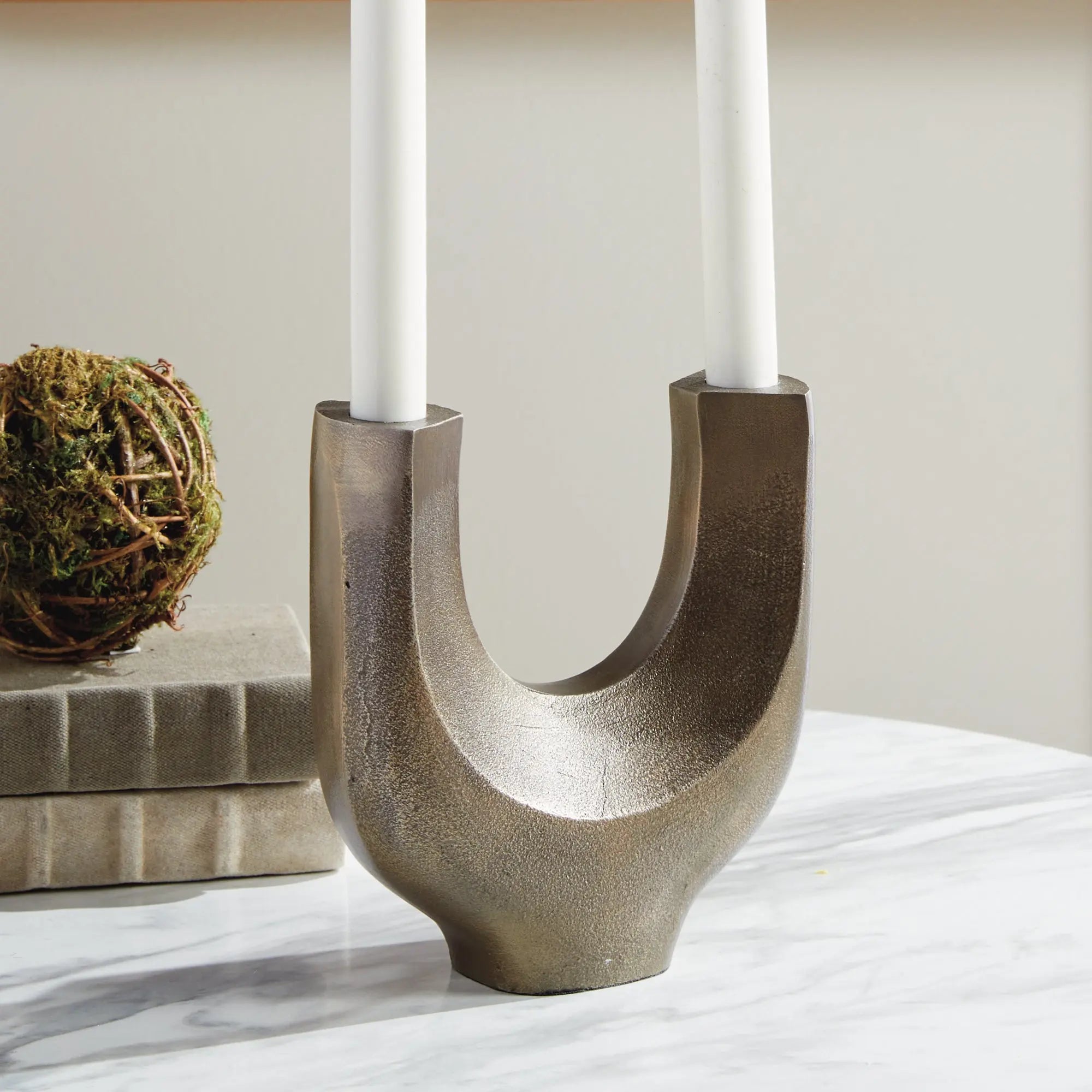 Zoey 2-taper candelabra in antique gold 