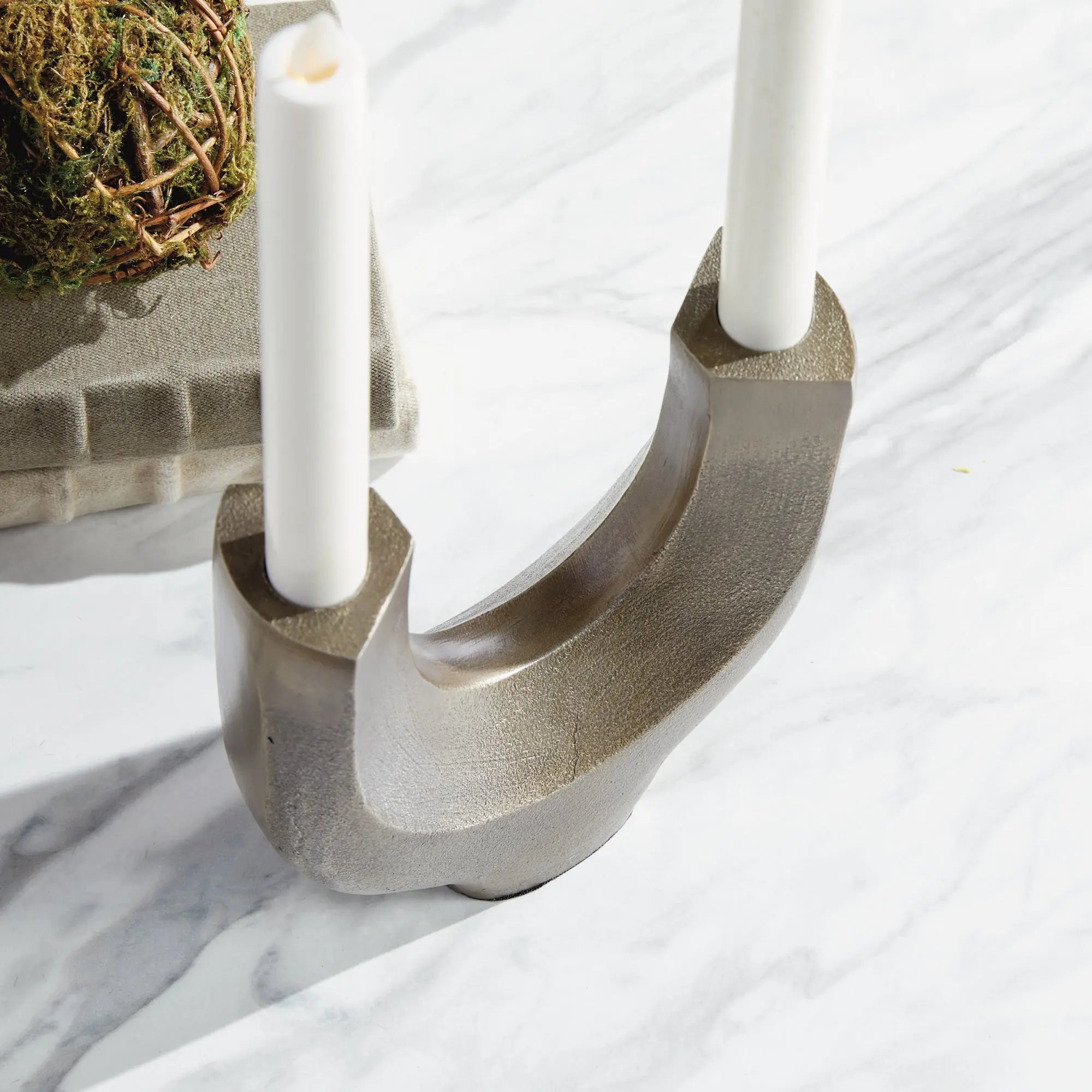 Zoey 2-taper candelabra in antique gold 