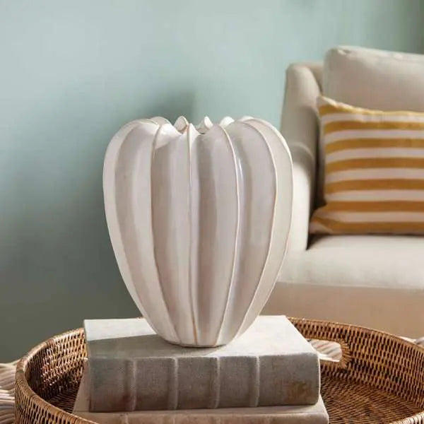 Blecklyn Vase | Thick Glazed White Ceramic Vase - Villa Decor & Design