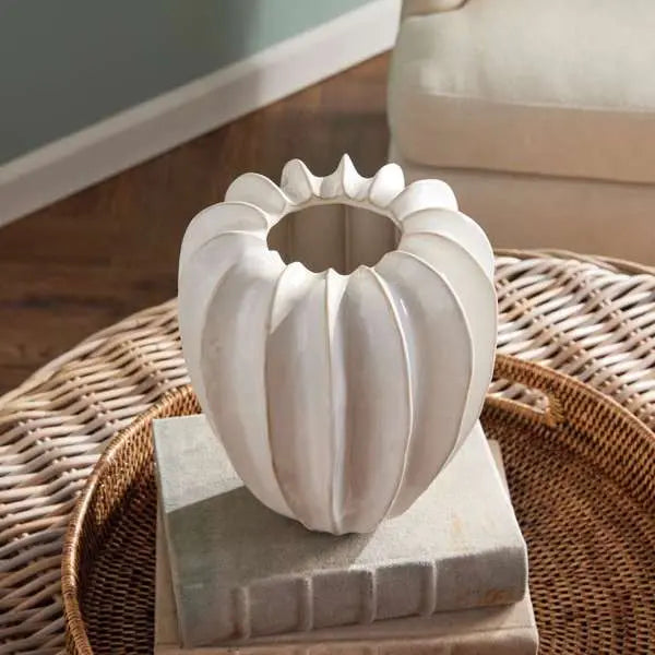 Blecklyn Vase | Thick Glazed White Ceramic Vase - Villa Decor & Design