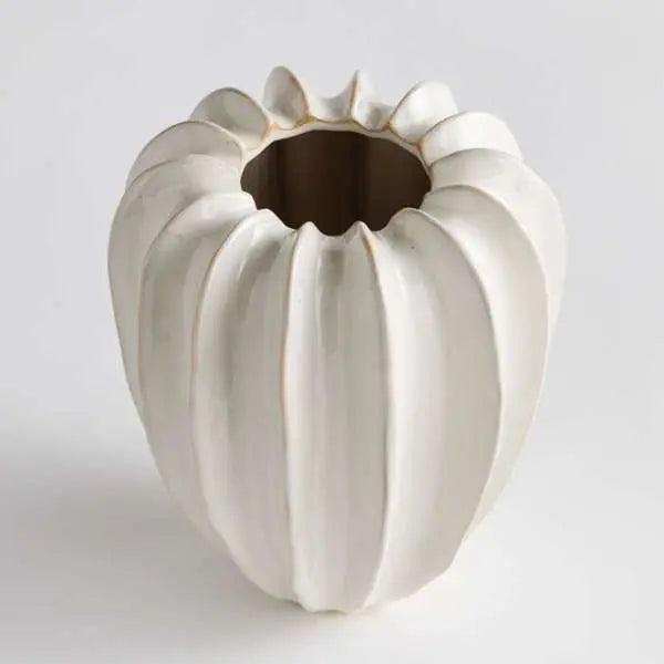 Blecklyn Vase | Thick Glazed White Ceramic Vase - Villa Decor & Design