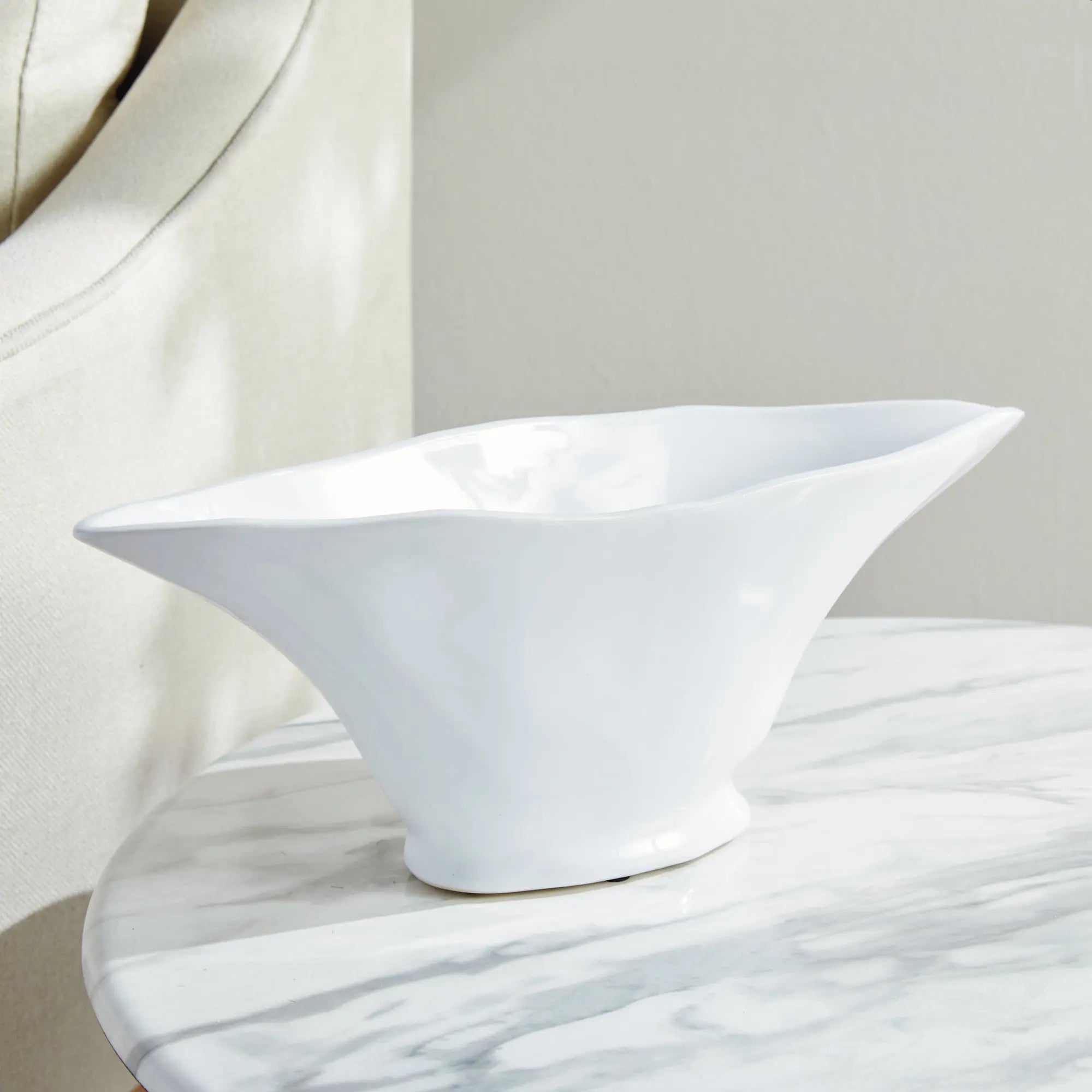 White ceramic bowl on a white background - Madara Oval Bowl - Small