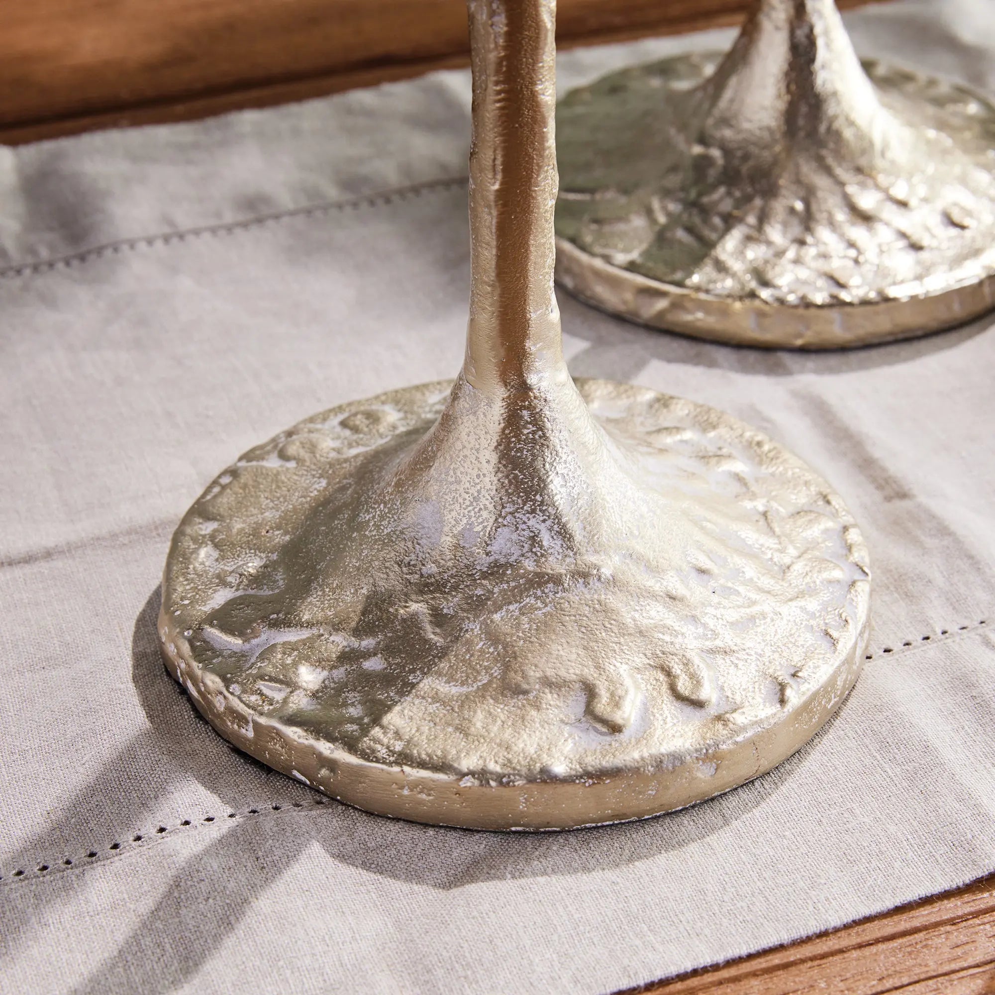 Burke Modern Taper Candle Holders – Set of 3  (White Ash Gold or Antique Brass) - Villa Decor & Design