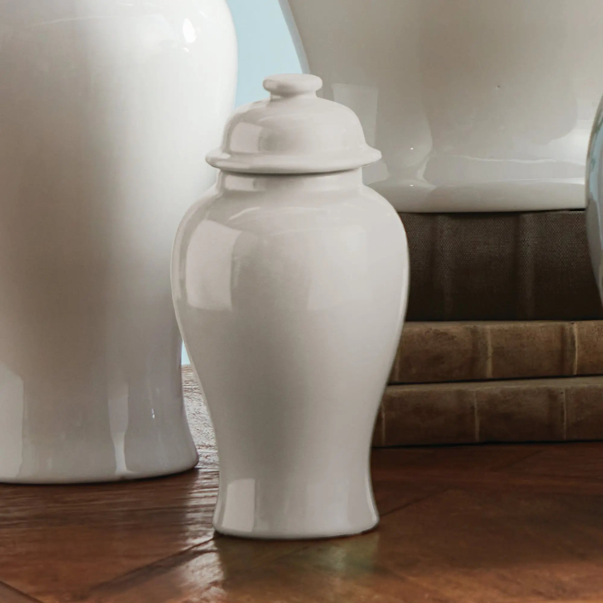 Koa Lidded Mini Ginger Jar - White Small