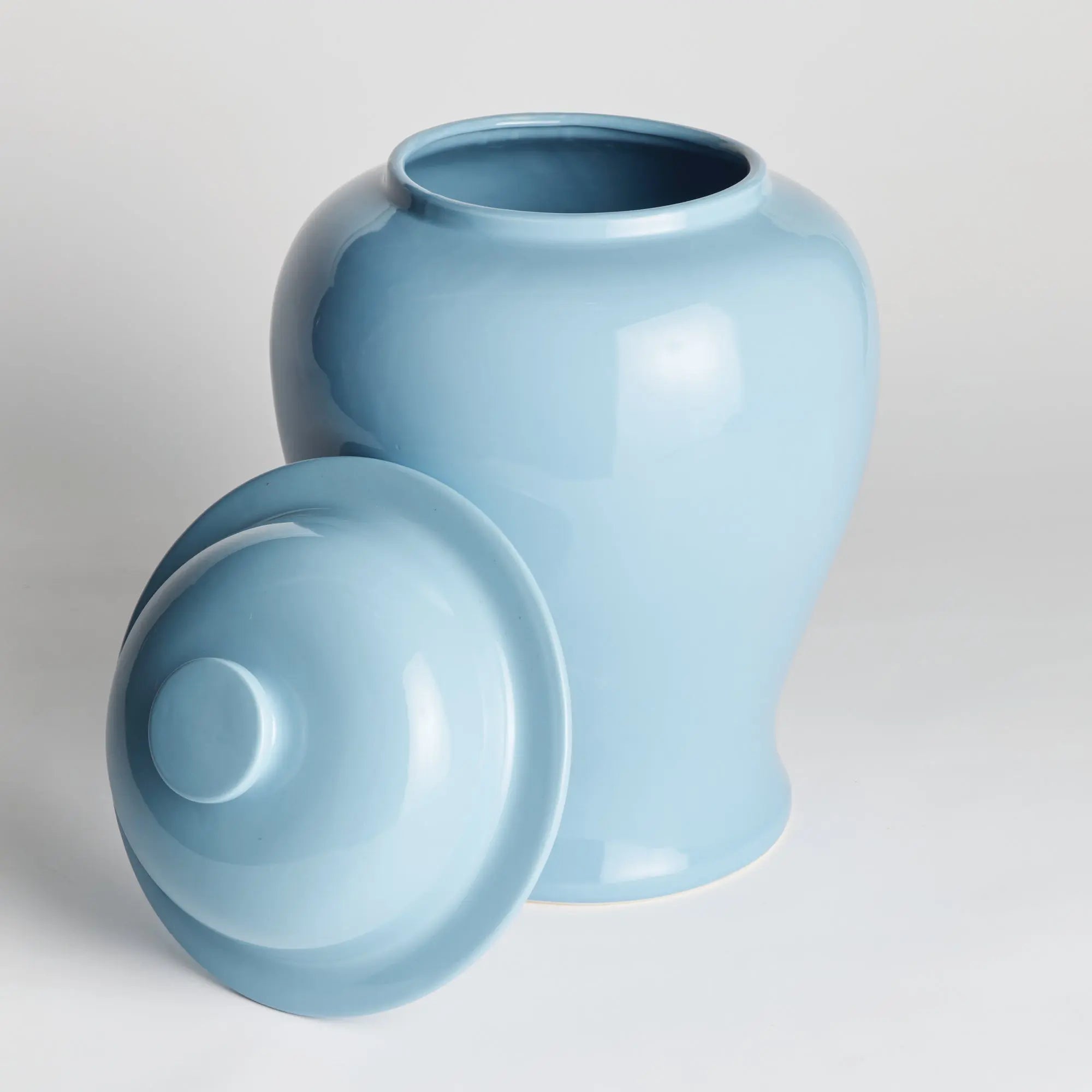 Koa Lidded Mini Wide Ginger Jar – Small or Large | Green, Blue, or White Ceramic - Villa Decor & Design