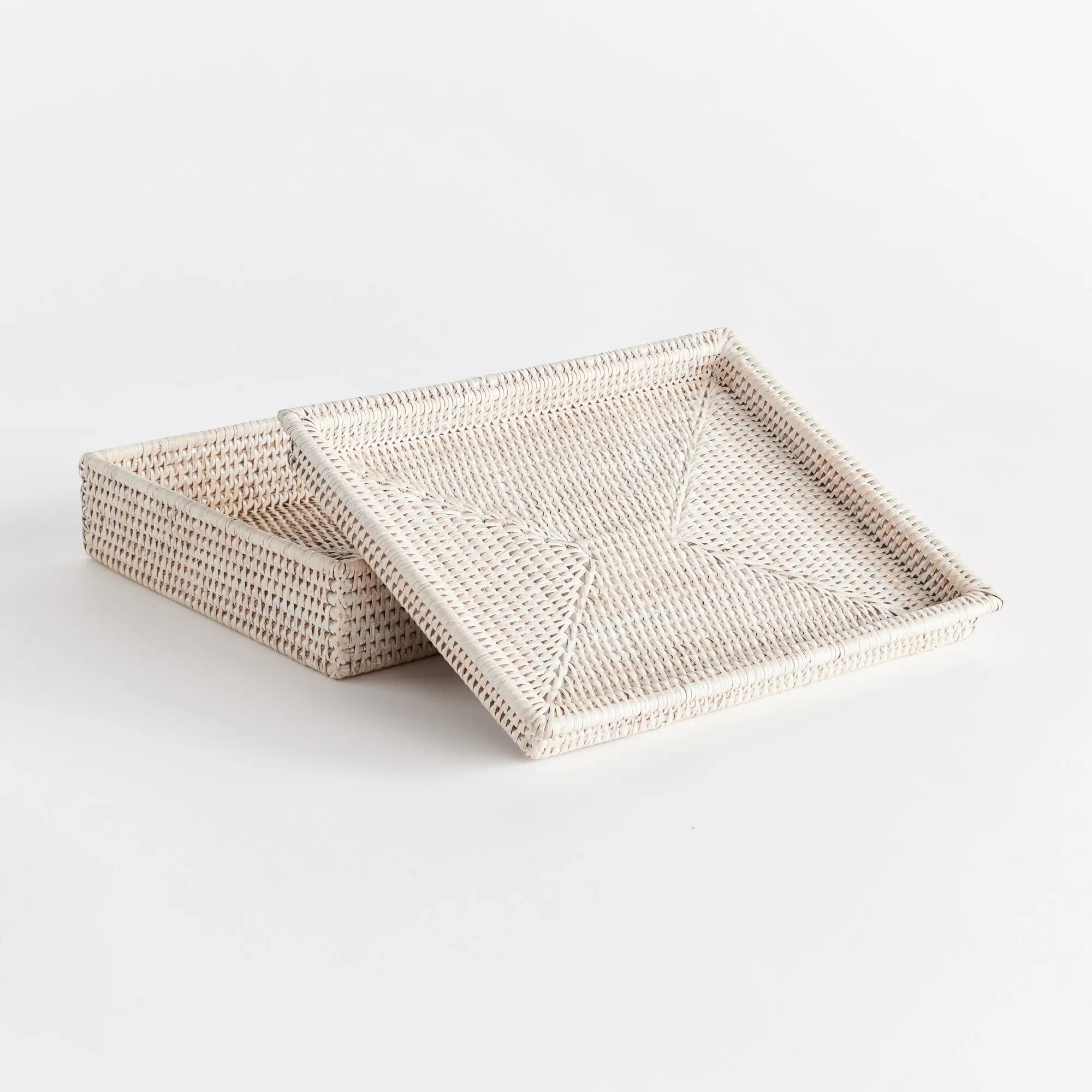 Whitewash Rattan Letter Box with Lid