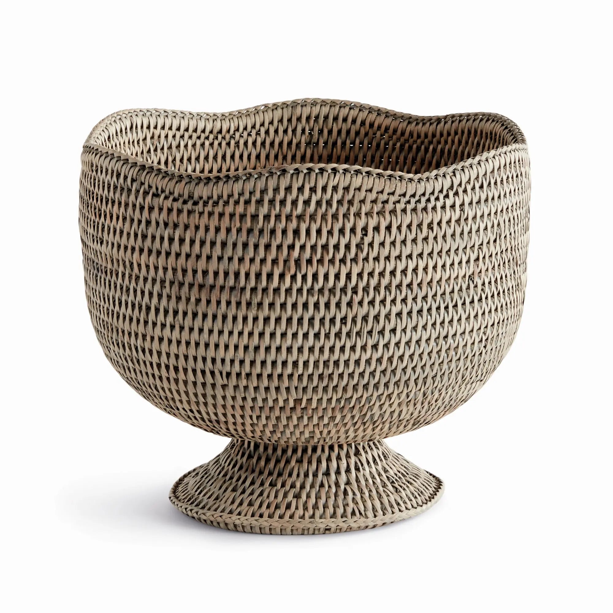 Burma Rattan Footed Cachepot - Graywash