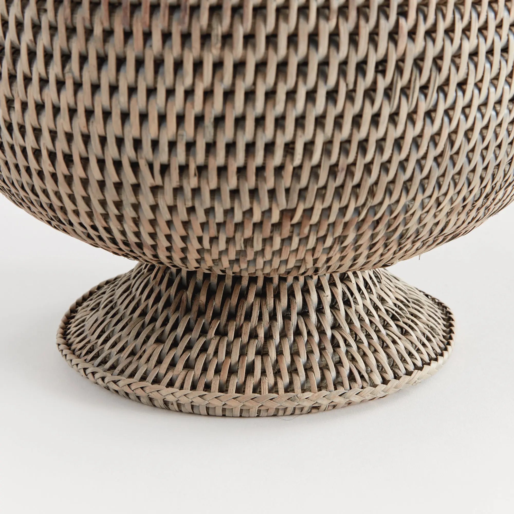 Burma Rattan Footed Cachepot - Graywash