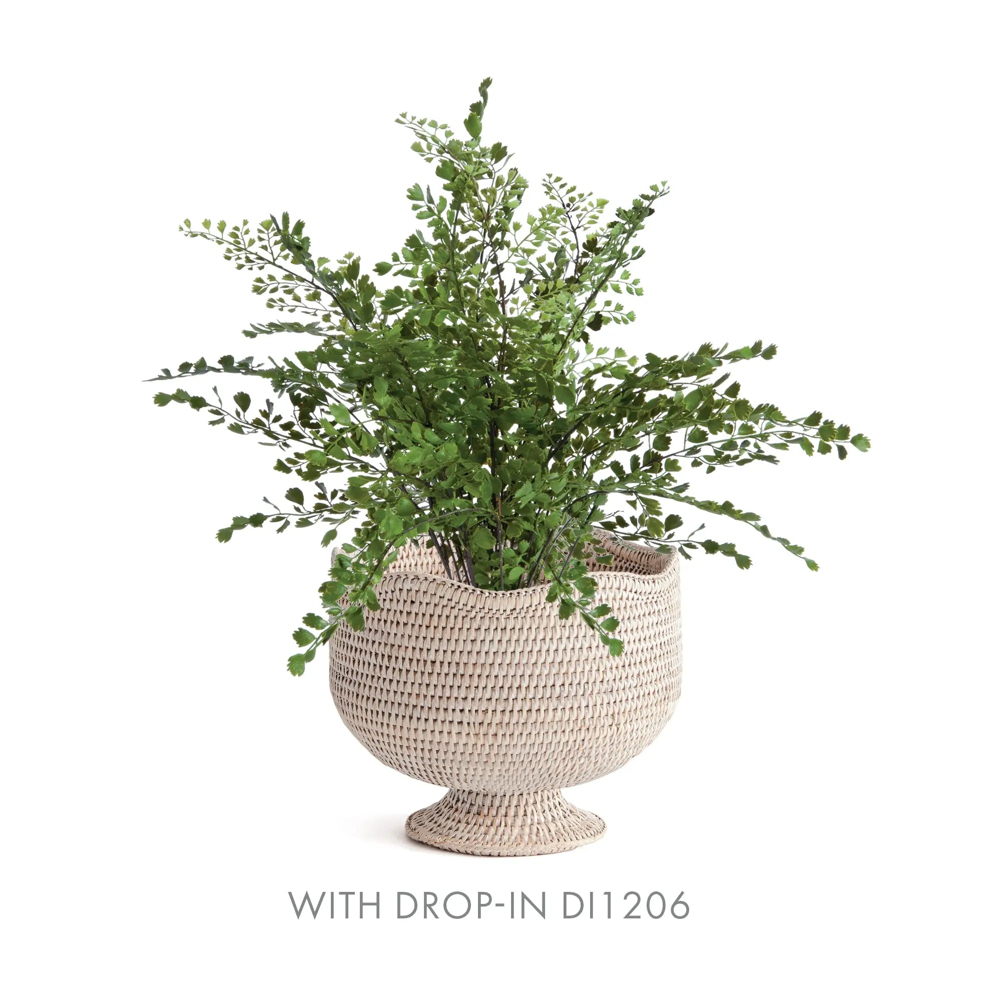 Burma Rattan Footed Cachepot - Whitewash